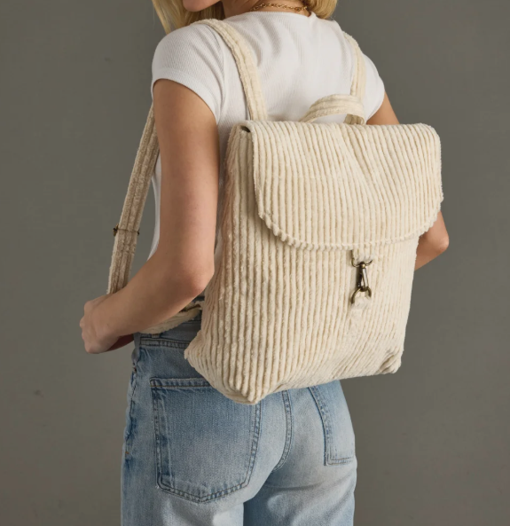 Cream Corduroy Backpack