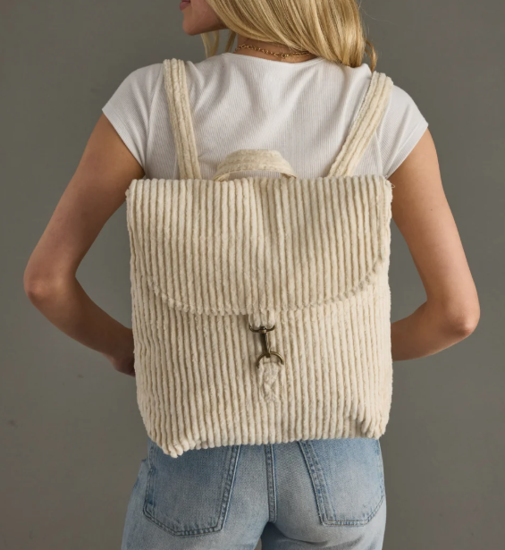 Cream Corduroy Backpack