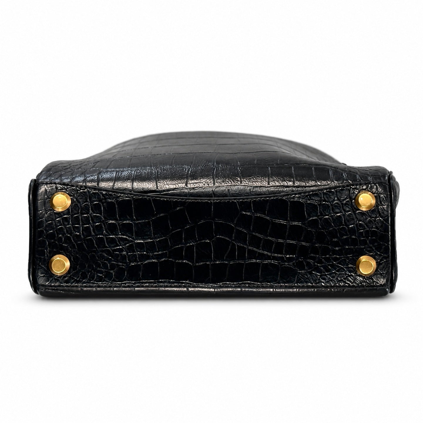Balenciaga Small Croc-Embossed Black Handbag