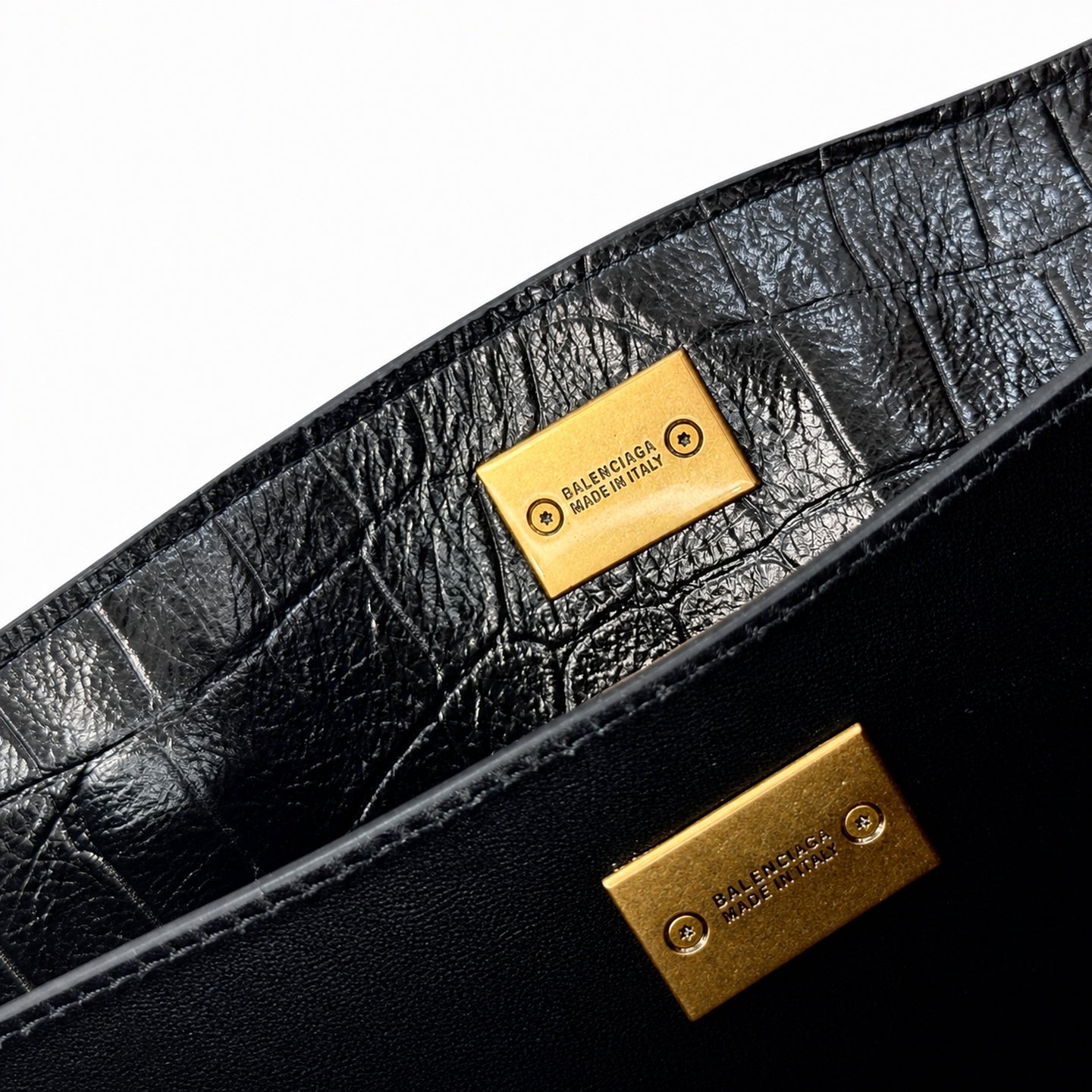 Balenciaga Mini Croc-Embossed Black Handbag