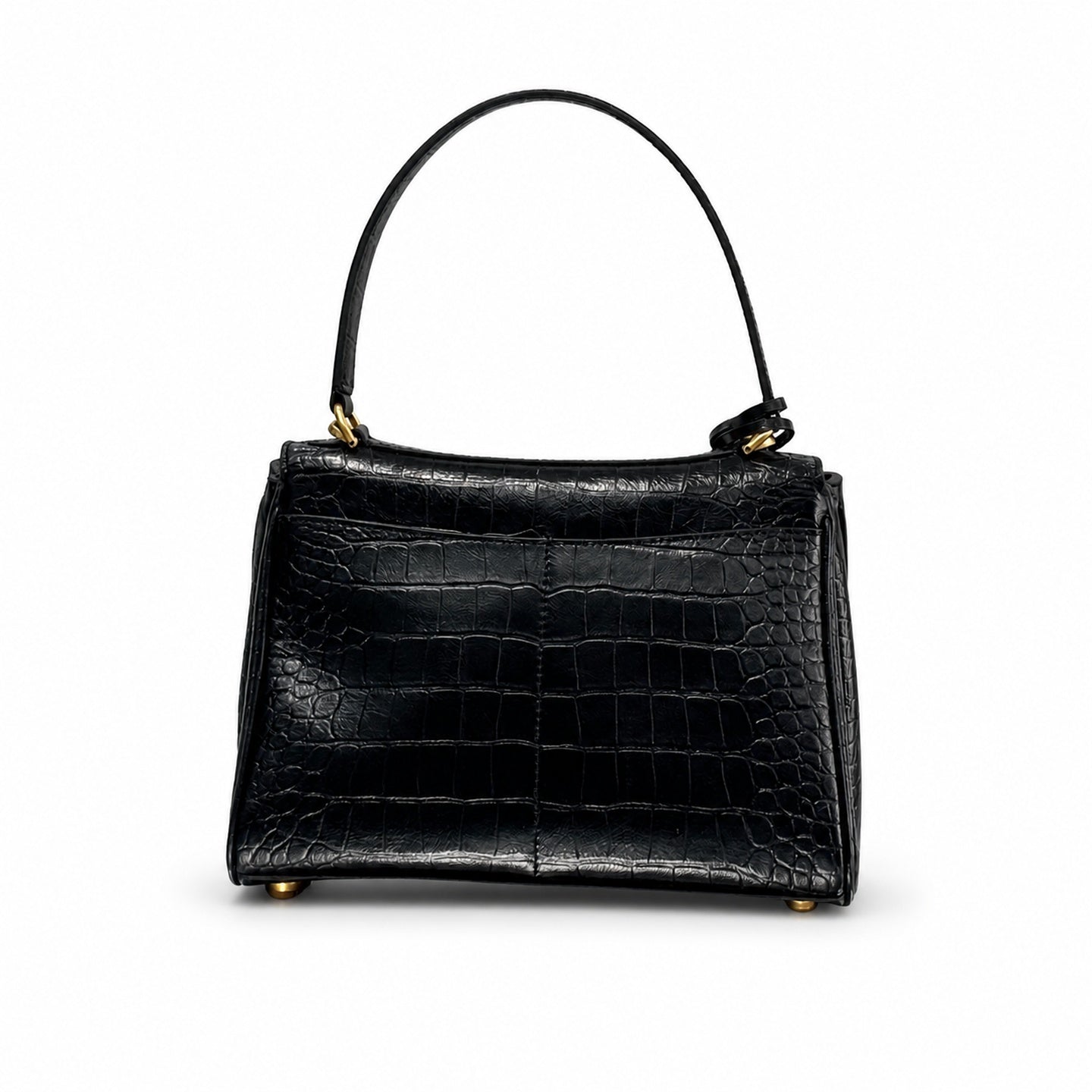 Balenciaga Small Croc-Embossed Black Handbag