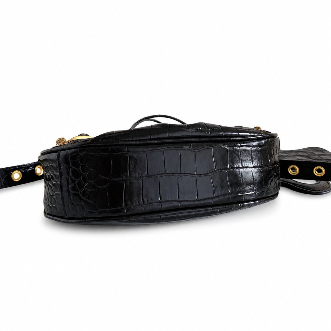Balenciaga Le Cagole Croc-Embossed Leather Black Bag