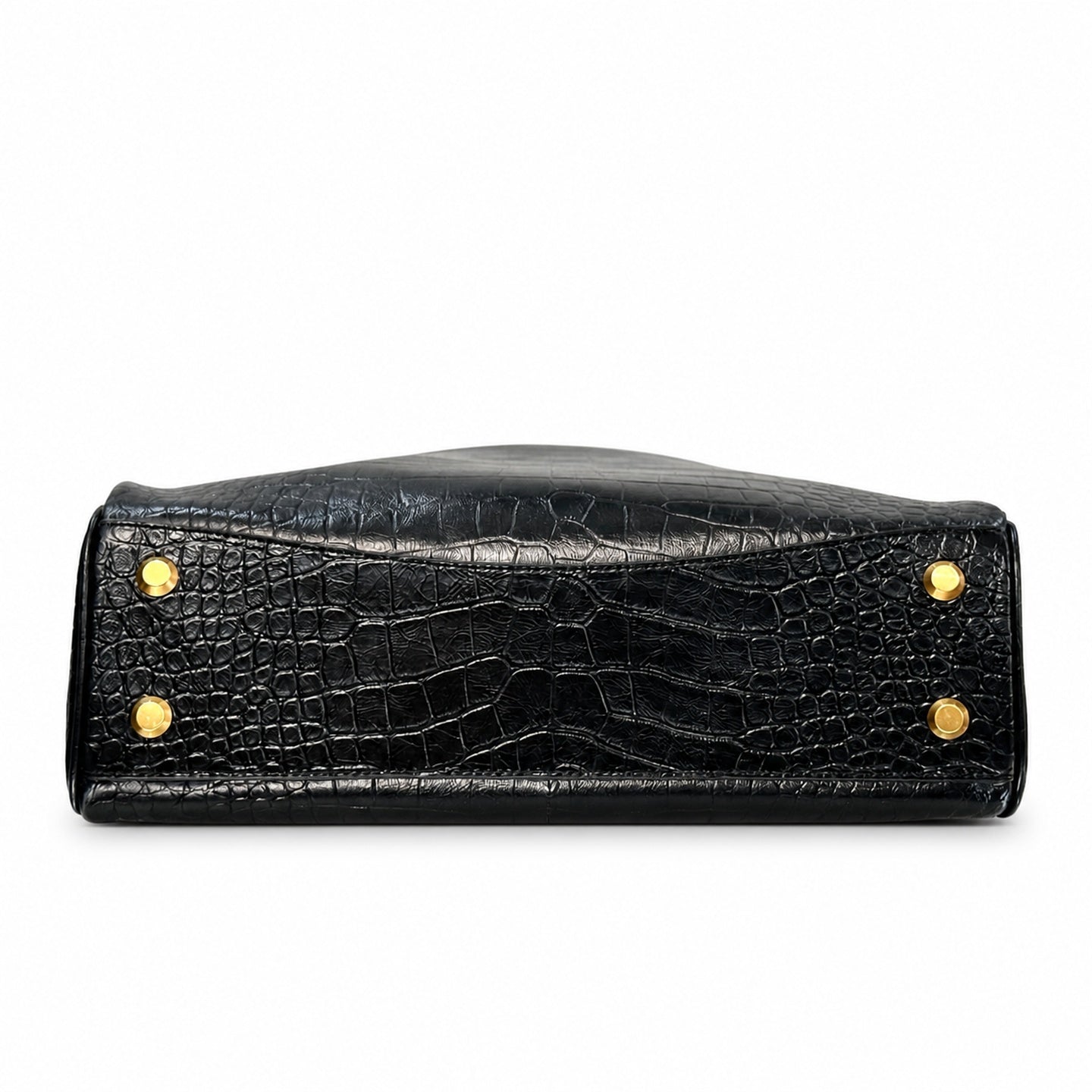 Balenciaga Mini Small Large Croc-Embossed Leather Black Handbag