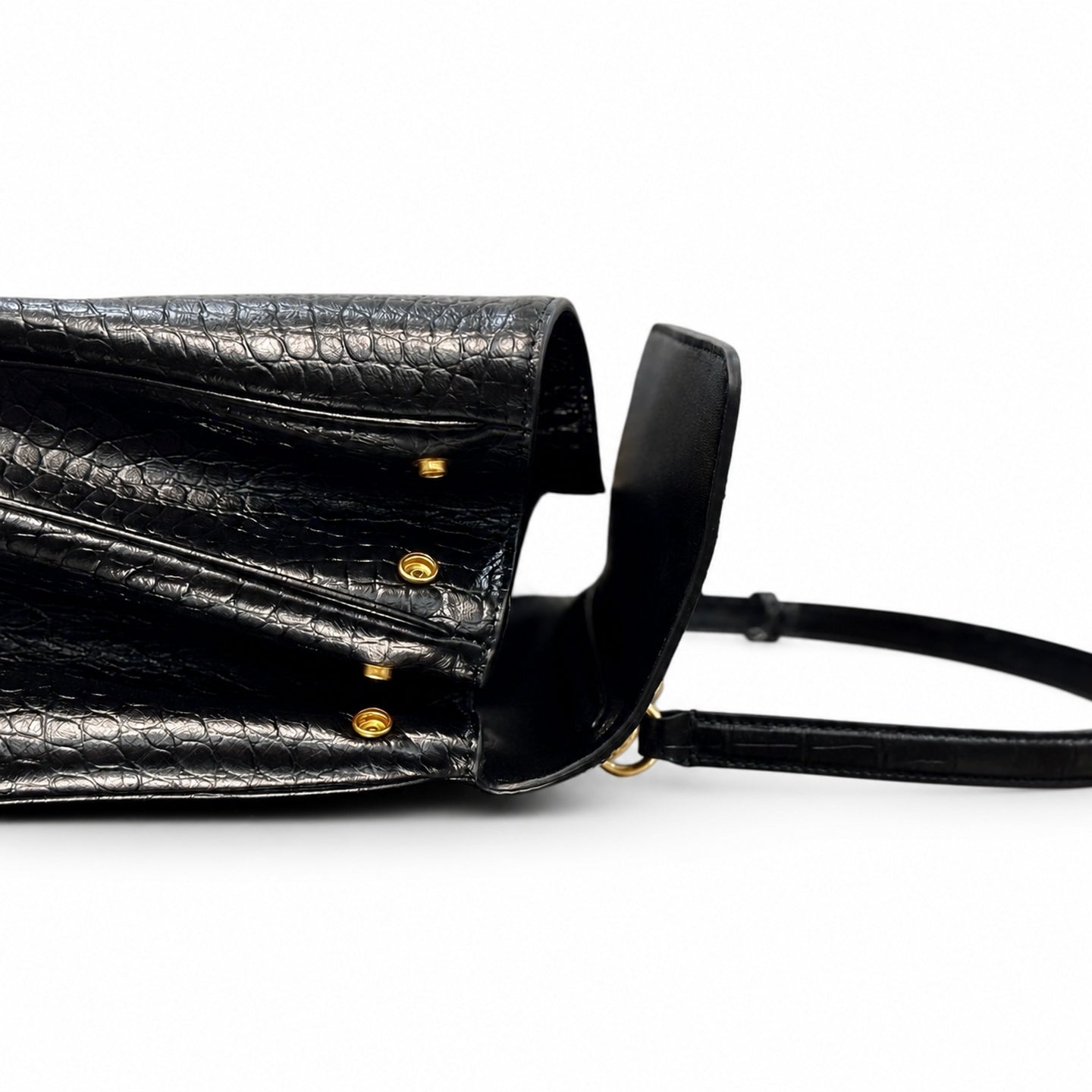 Balenciaga Large Croc-Embossed Black Handbag