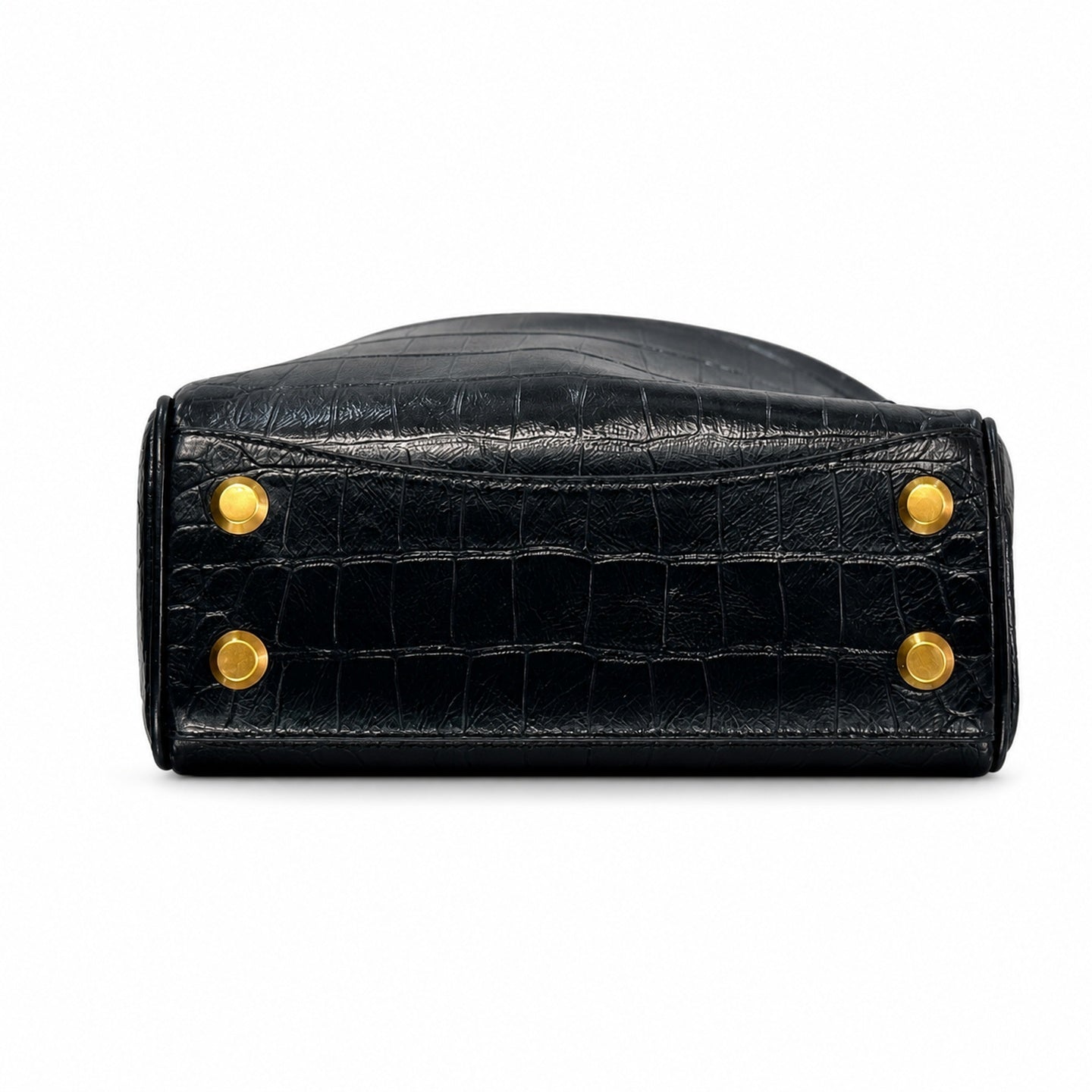 Balenciaga Mini Croc-Embossed Black Handbag