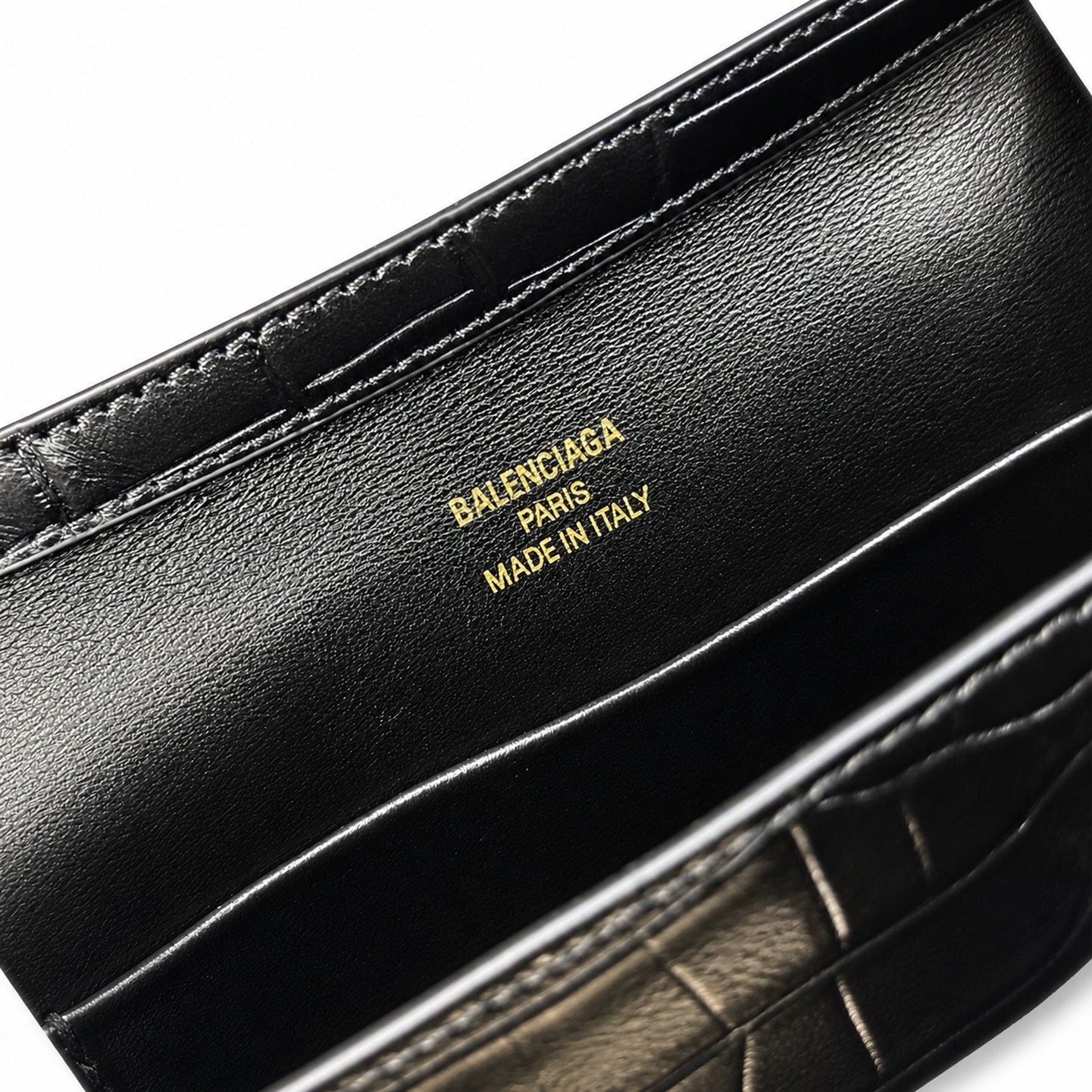 Balenciaga Mini Croc-Embossed Black Handbag