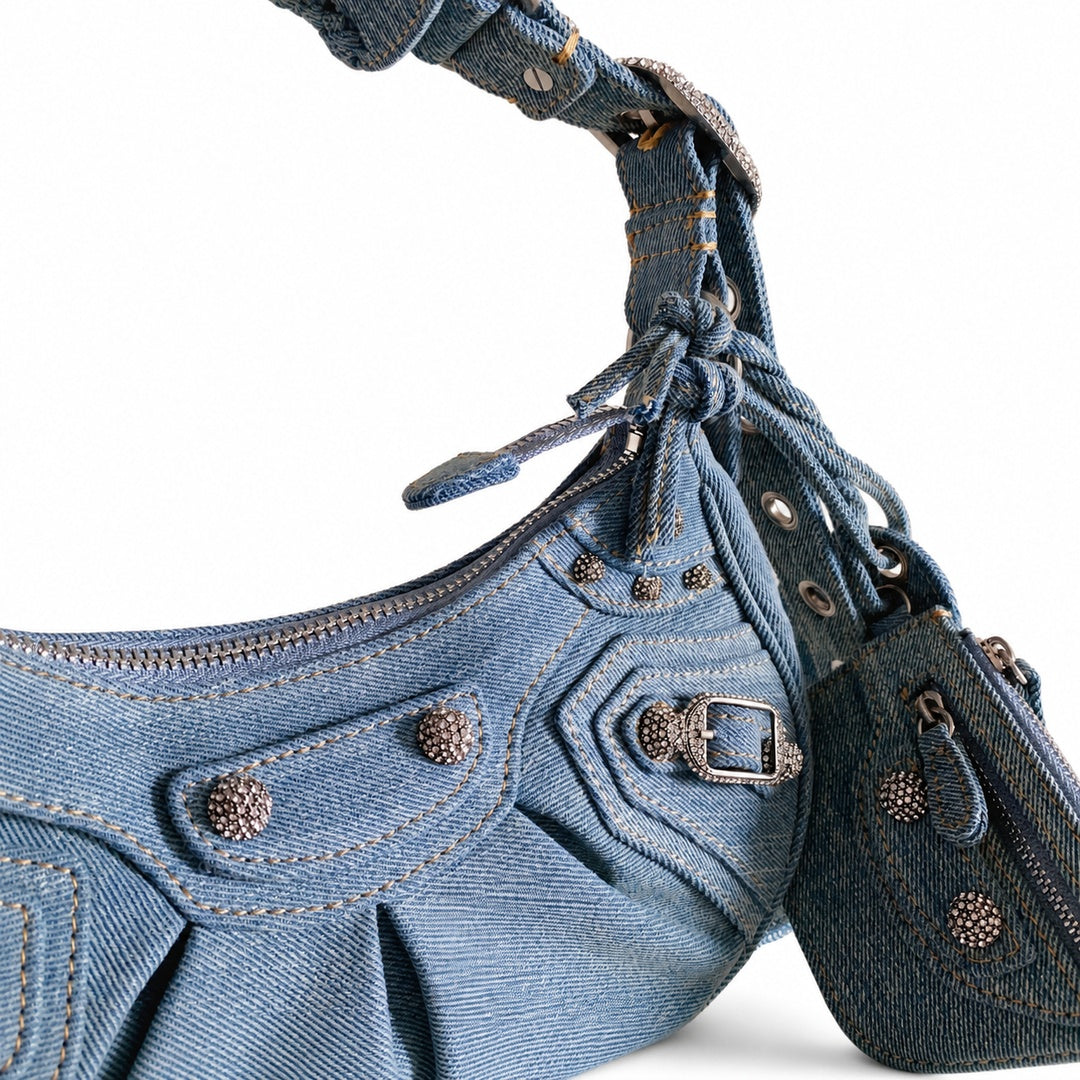 Balenciaga Le Cagole Denim Leather Bag