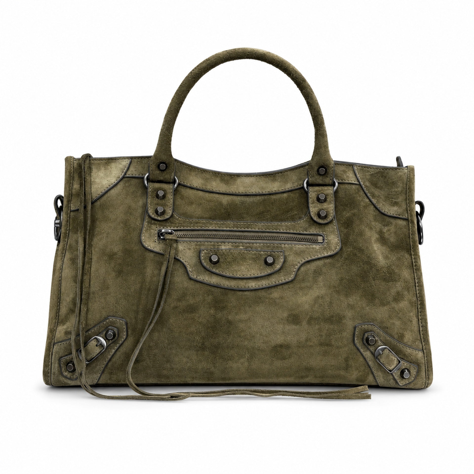 Balenciaga Everyday Large Suede Leather Green Handbag