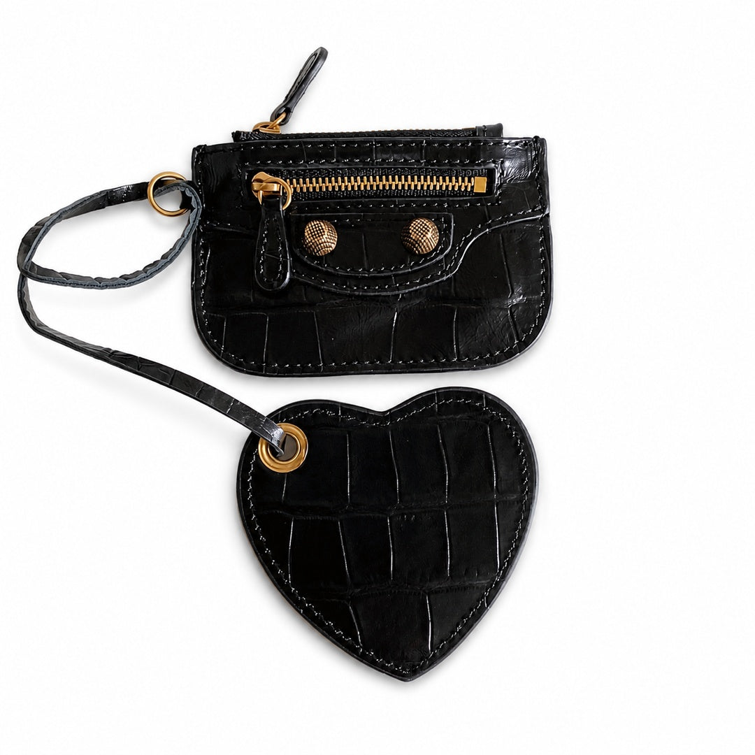 Balenciaga Le Cagole Large Croc-Embossed Leather Black Bag