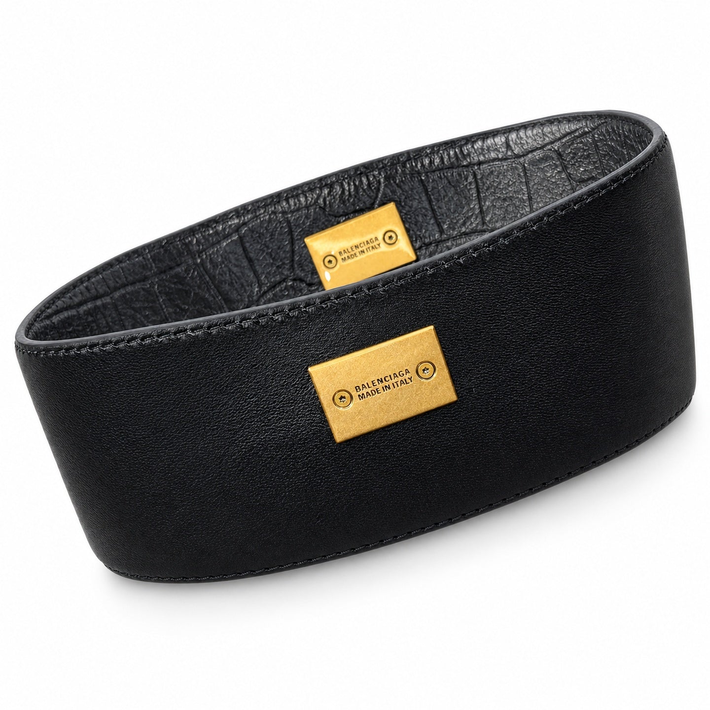 Balenciaga Large Croc-Embossed Black Handbag