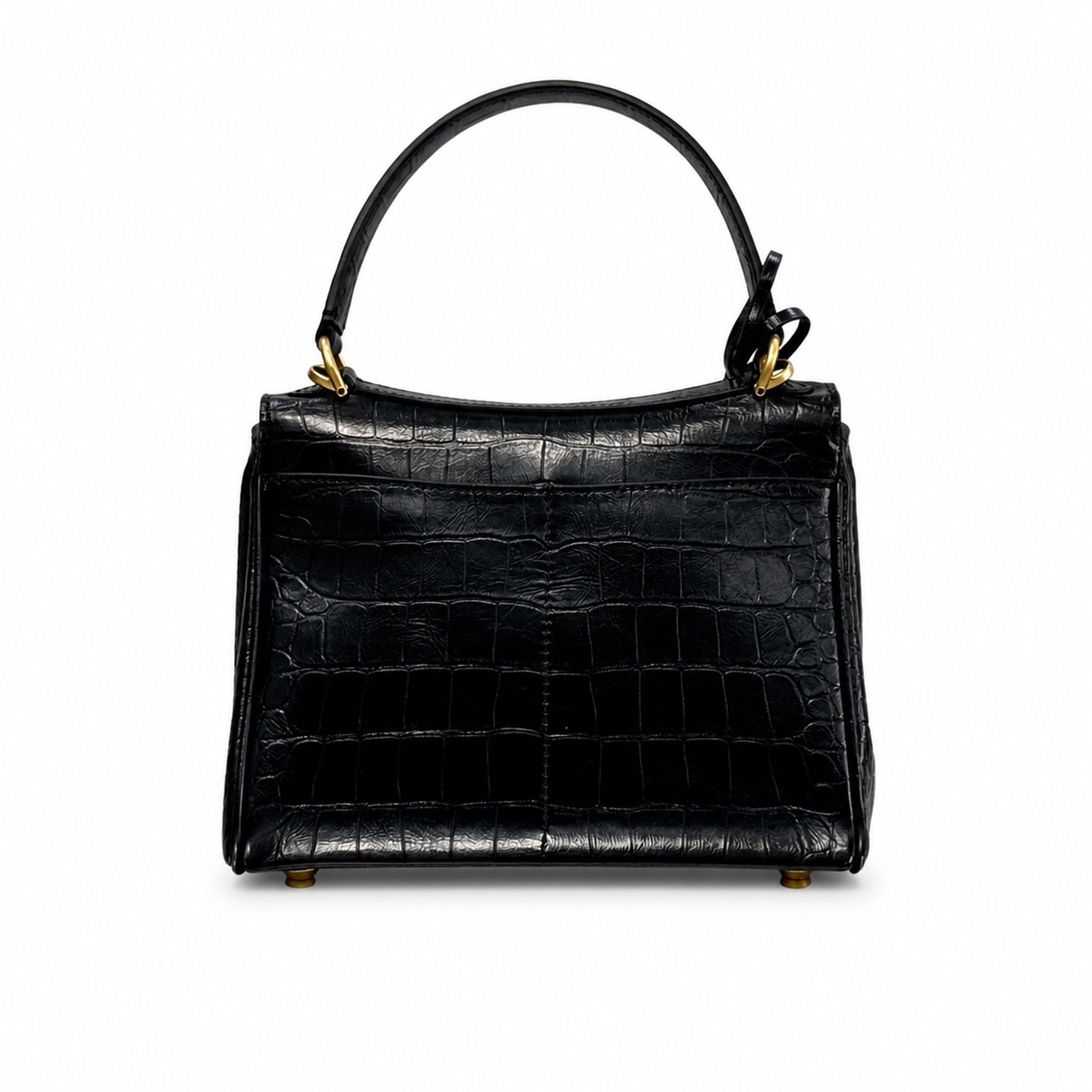 Balenciaga Mini Croc-Embossed Black Handbag
