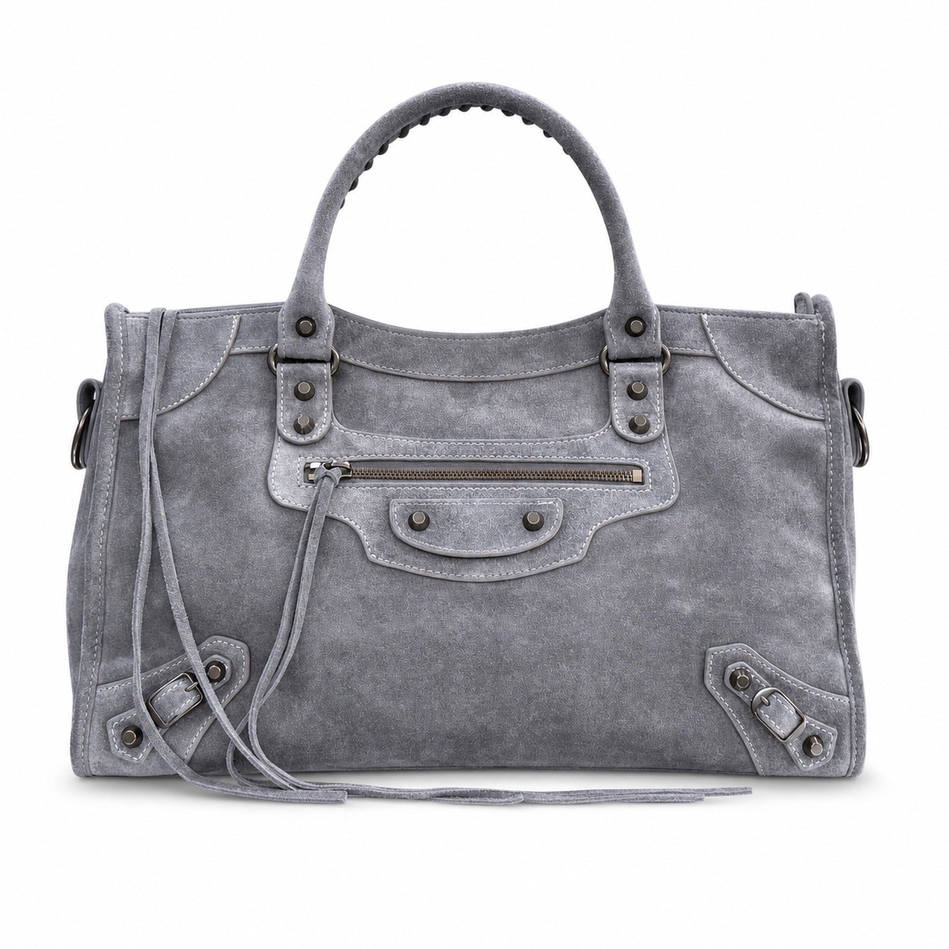 Balenciaga Everyday Large Suede Leather Gray Handbag