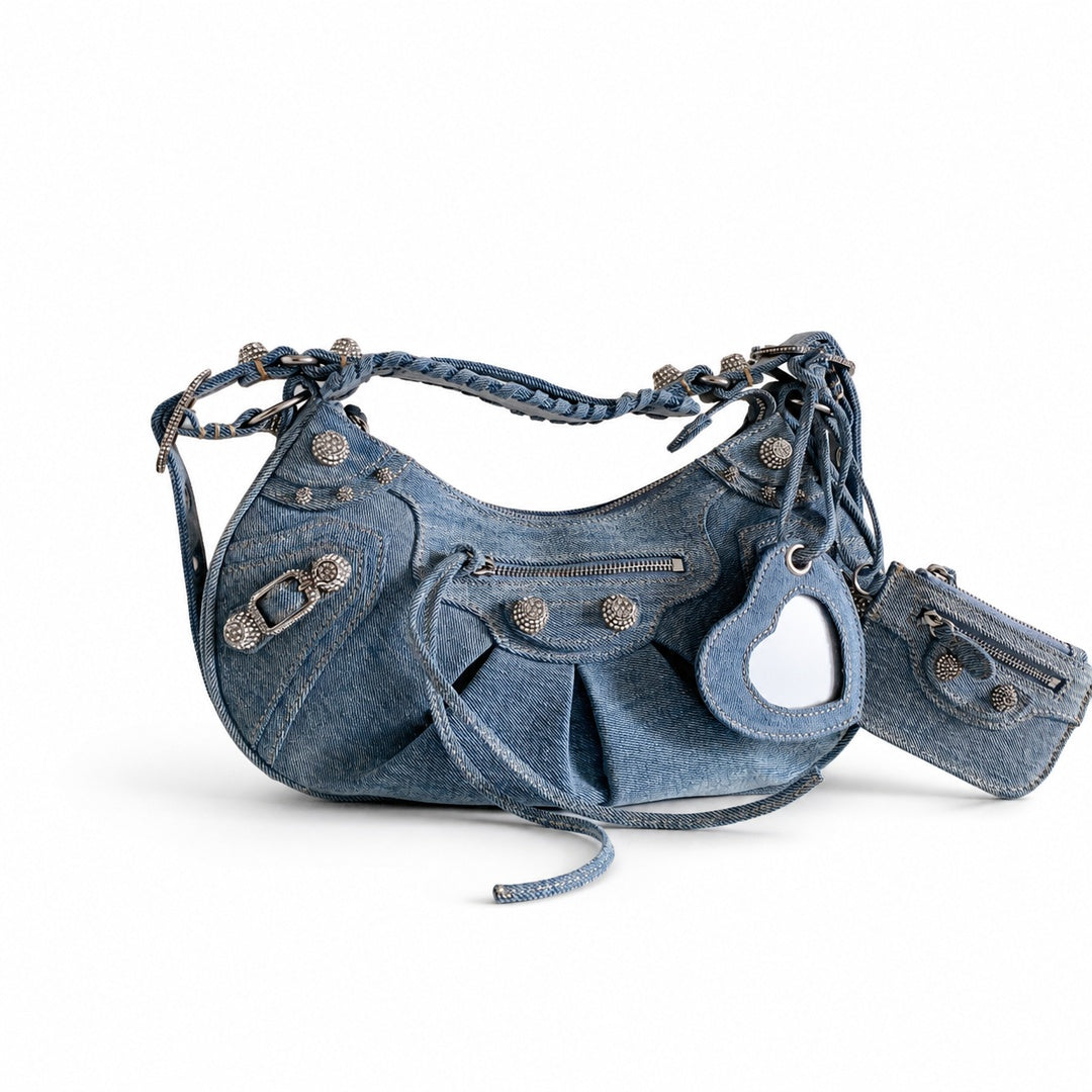 Balenciaga Le Cagole Large Denim Leather Bag