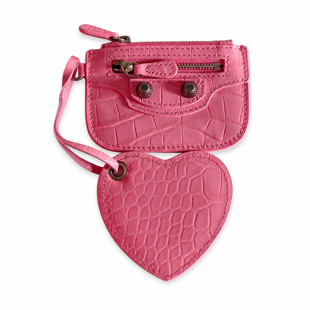 Balenciaga Le Cagole Large Croc-Embossed Leather Pink Bag