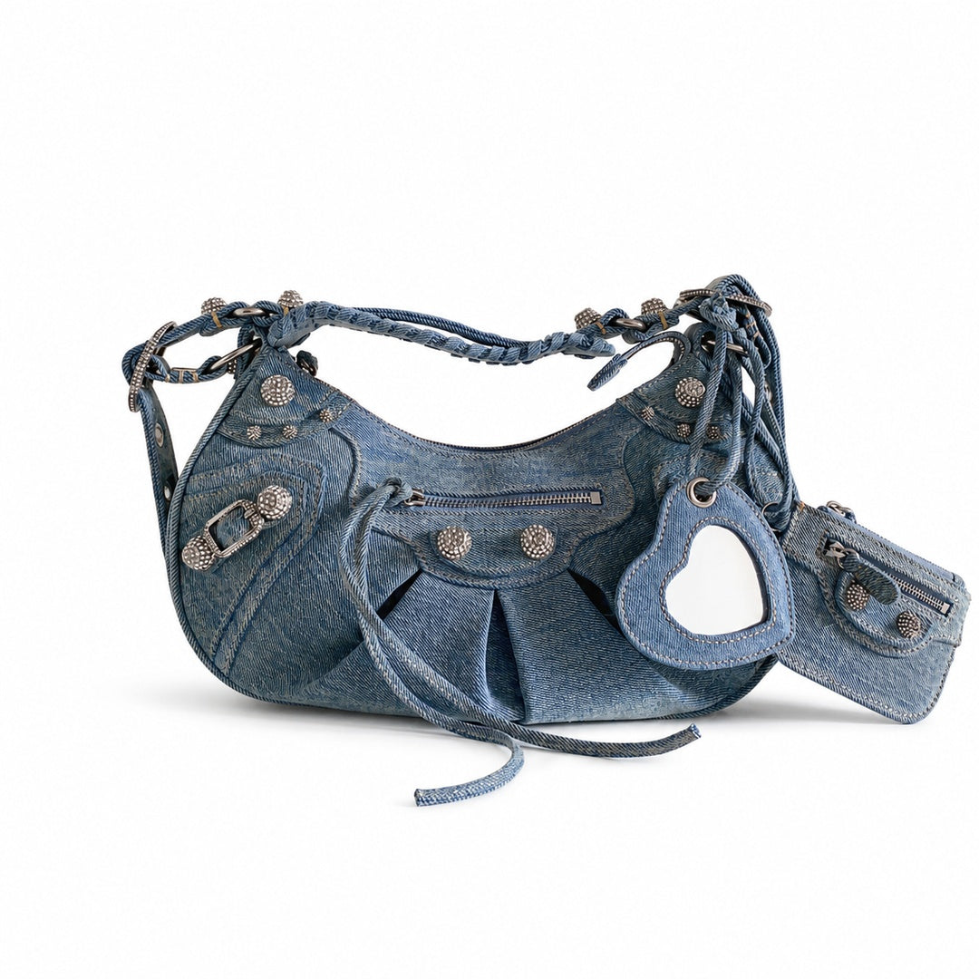 Balenciaga Le Cagole Large Denim Leather Bag