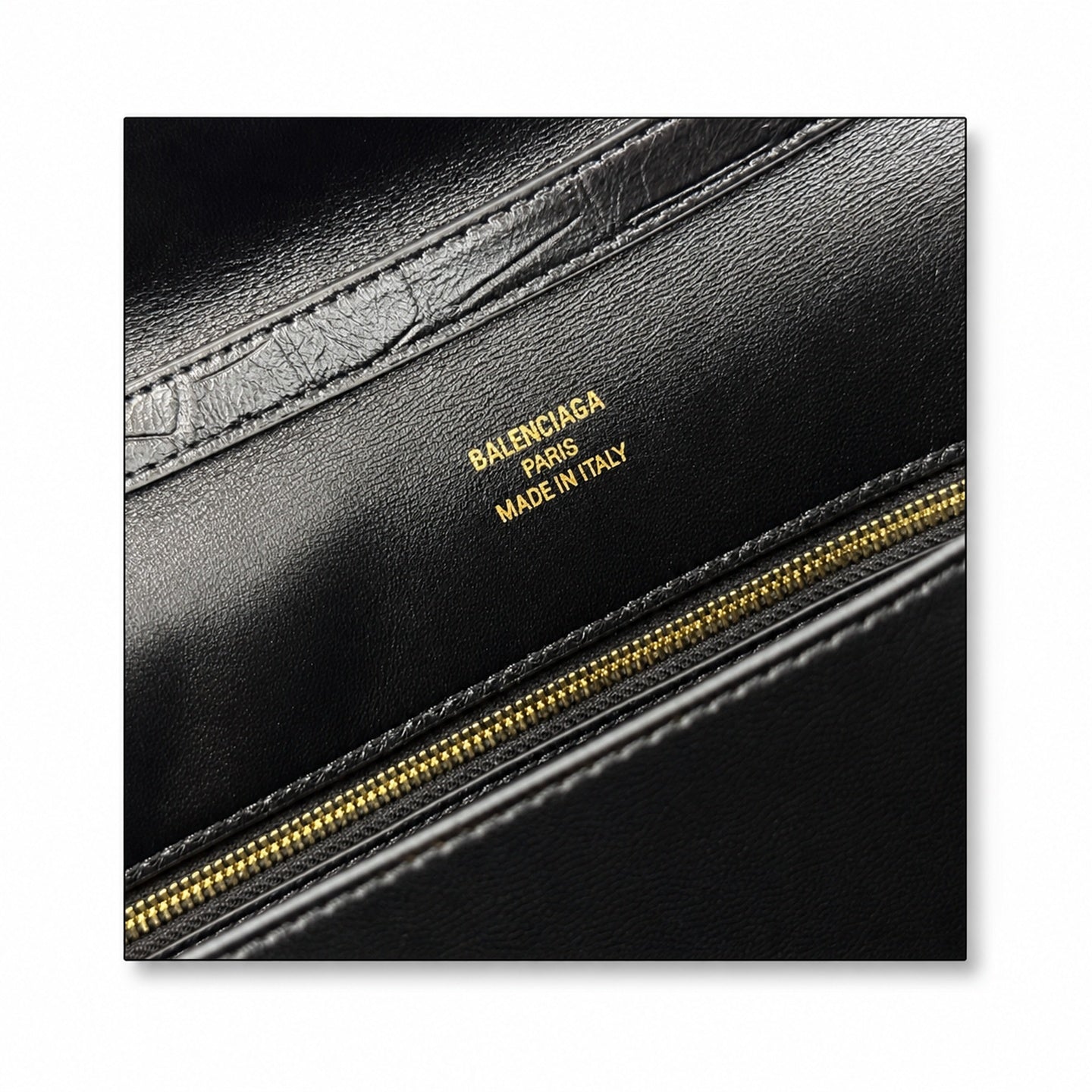 Balenciaga Small Croc-Embossed Black Handbag