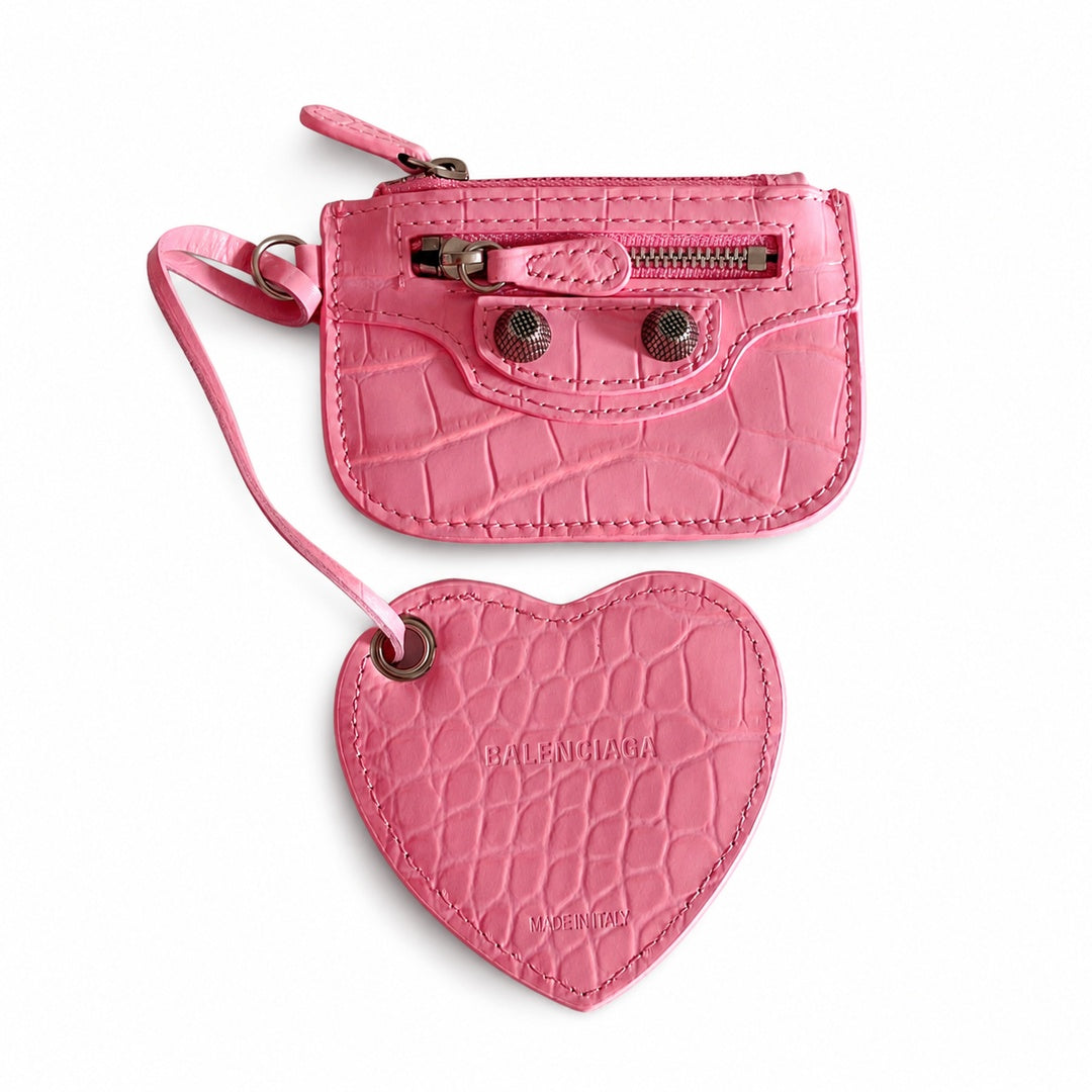 Balenciaga Le Cagole Croc-Embossed Leather Pink Bag