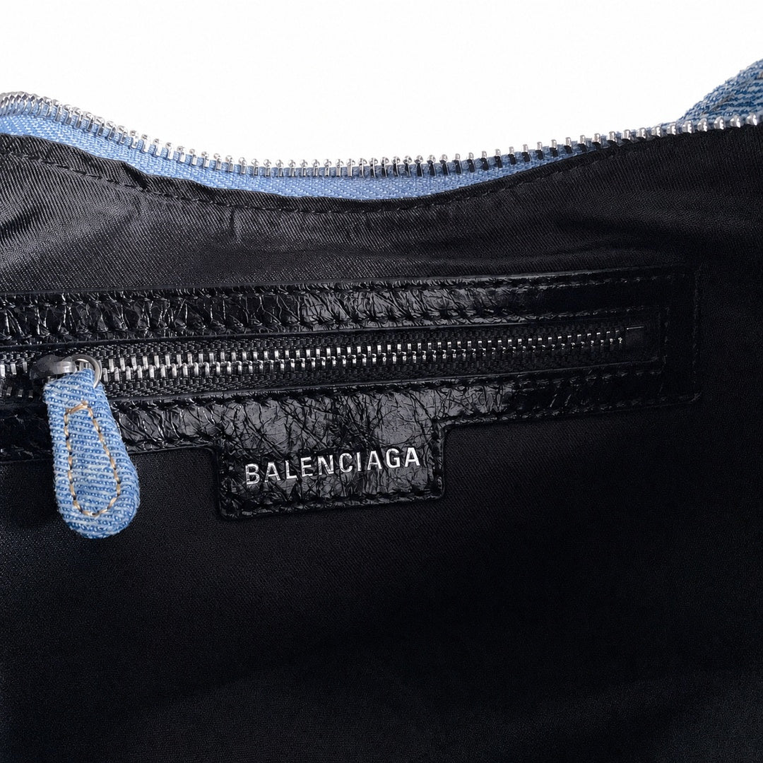 Balenciaga Le Cagole Large Denim Leather Bag