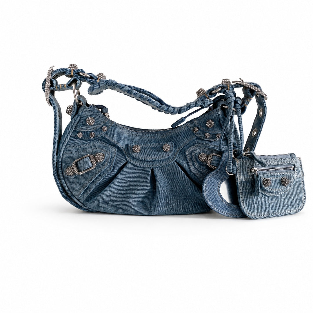 Balenciaga Le Cagole Denim Leather Bag