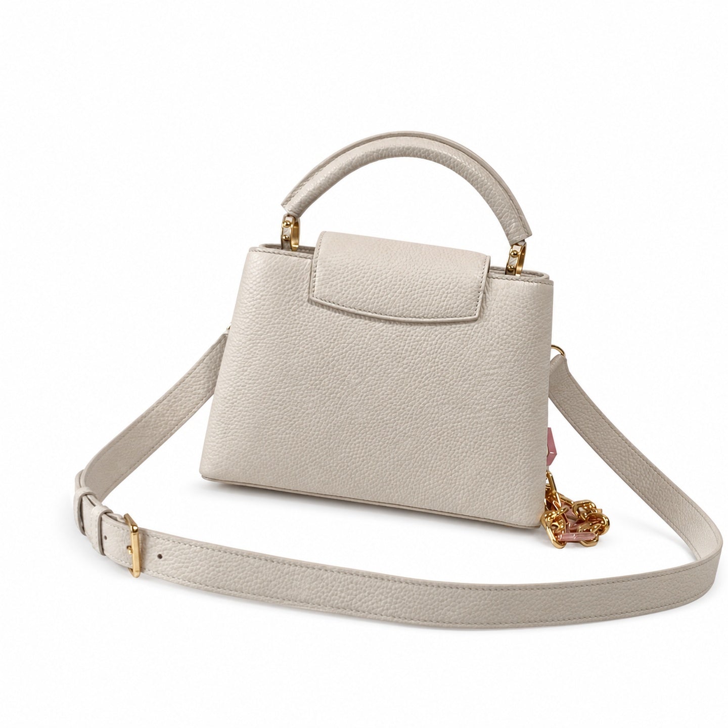 Louis Vuitton Capucines Small Leather White Gold Handbag