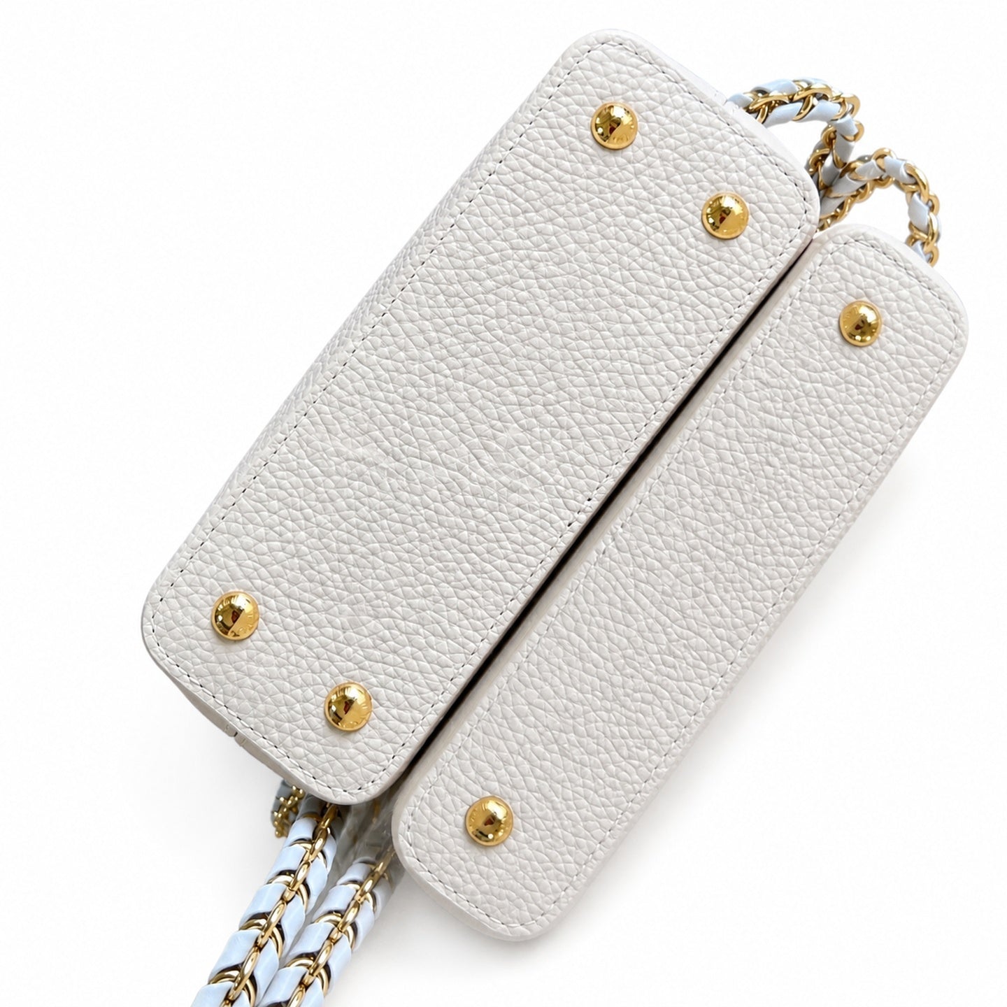Louis Vuitton Capucines Mini Leather White Blue Handbag