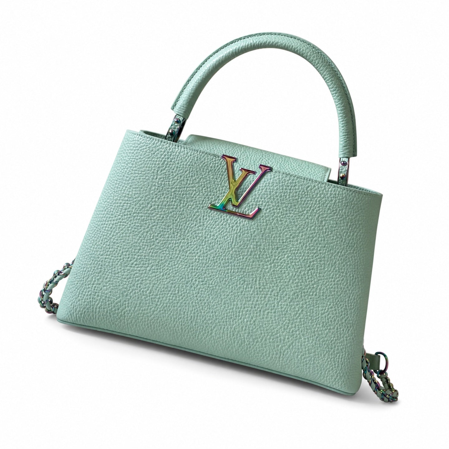 Louis Vuitton Capucines Mini Leather Green Gold Handbag