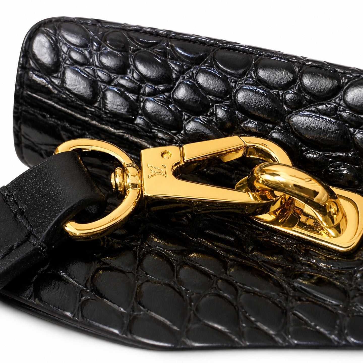 Louis Vuitton Capucines Mini Croc-Embossed Leather Black Handbag
