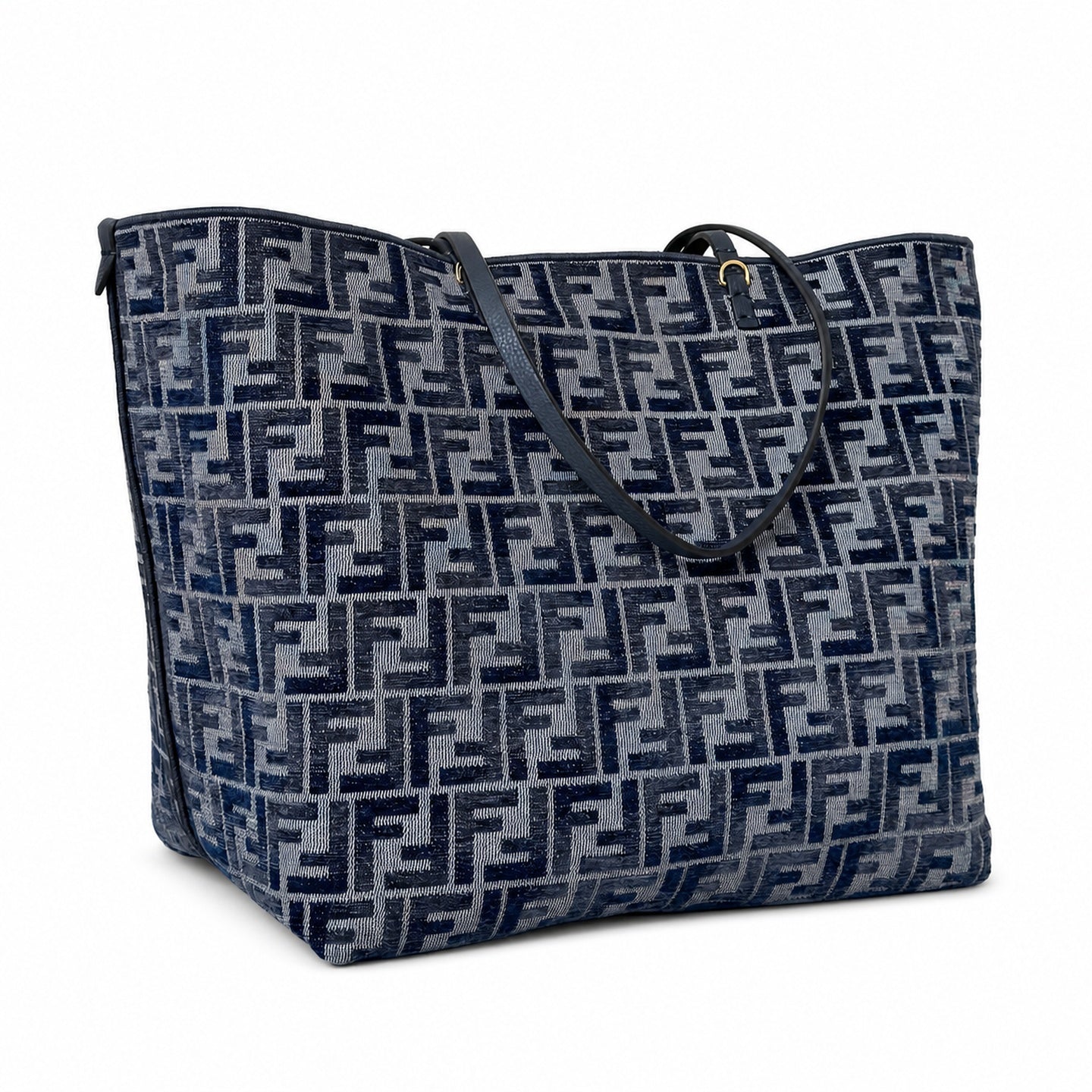 Fendi Roll Reversible Denim Gray Blue Bag