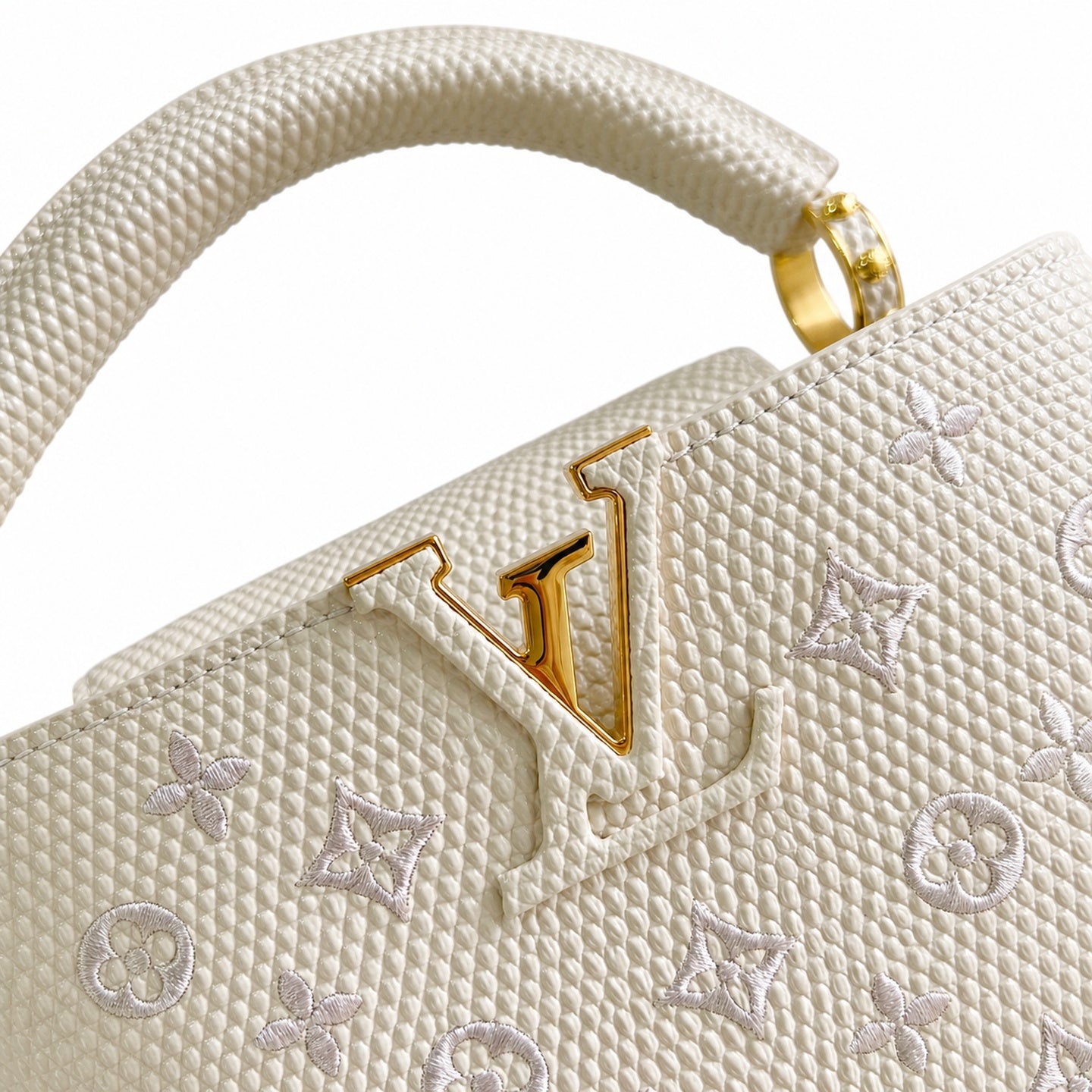 Louis Vuitton Capucines Mini Embroidered Leather White Handbag
