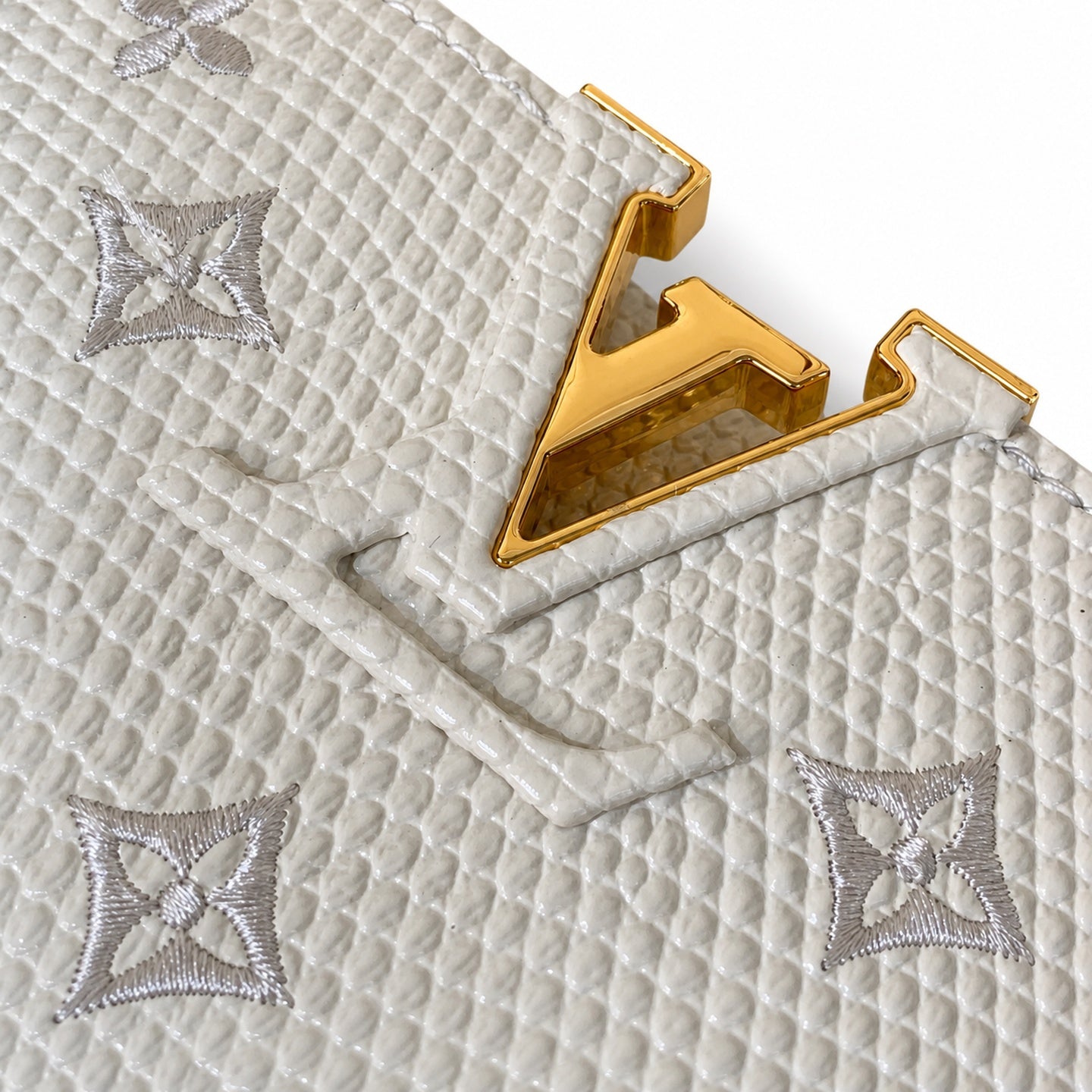 Louis Vuitton Capucines Mini Jacquard Leather White Handbag