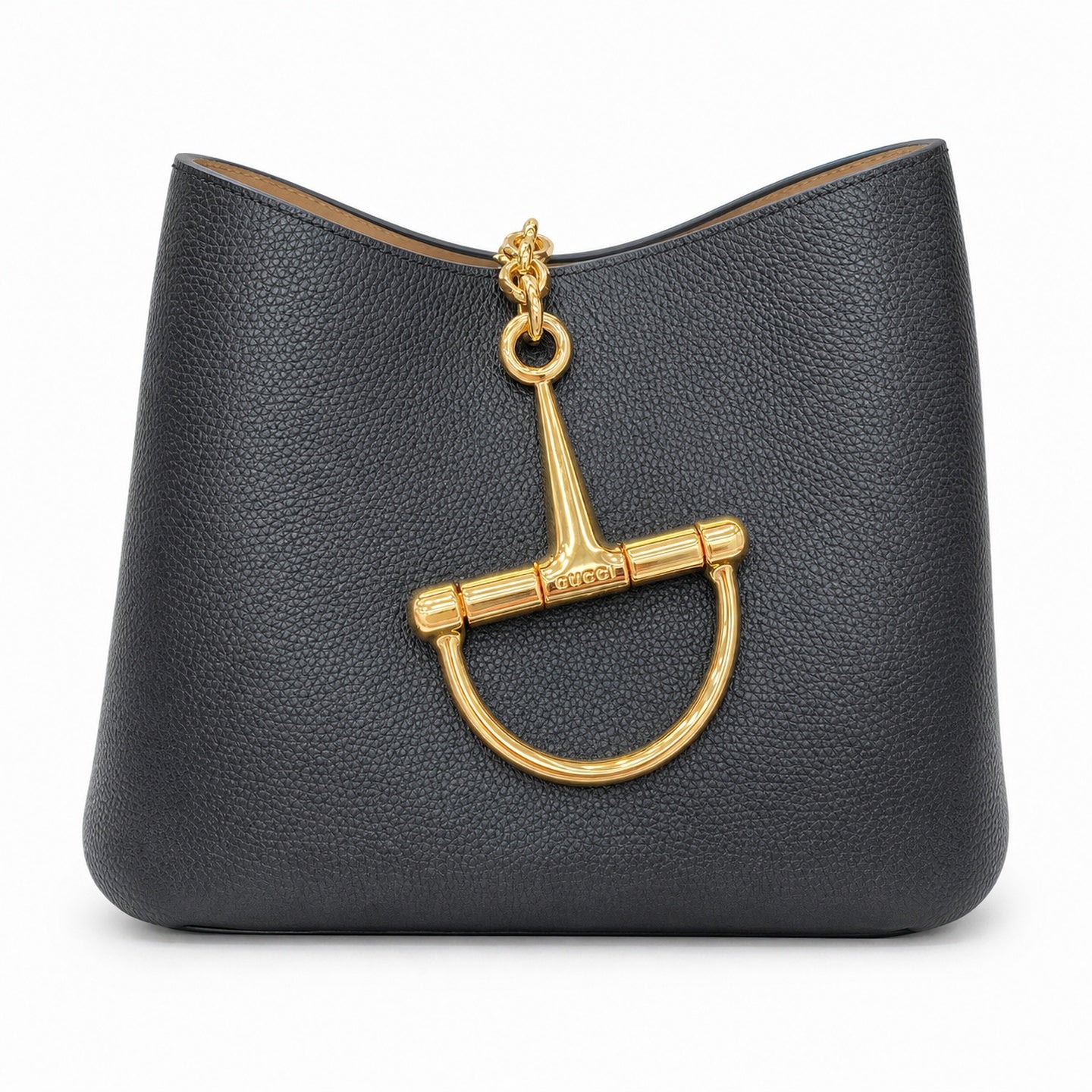 Gucci Horsebit Large Leather Black Brown Gold Bag
