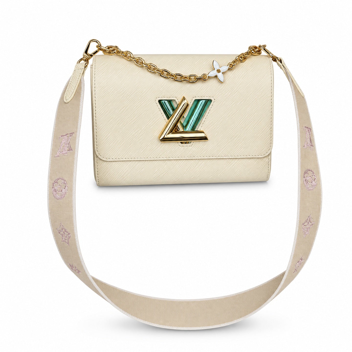 Louis Vuitton Twist Medium Embroidered Leather White Handbag