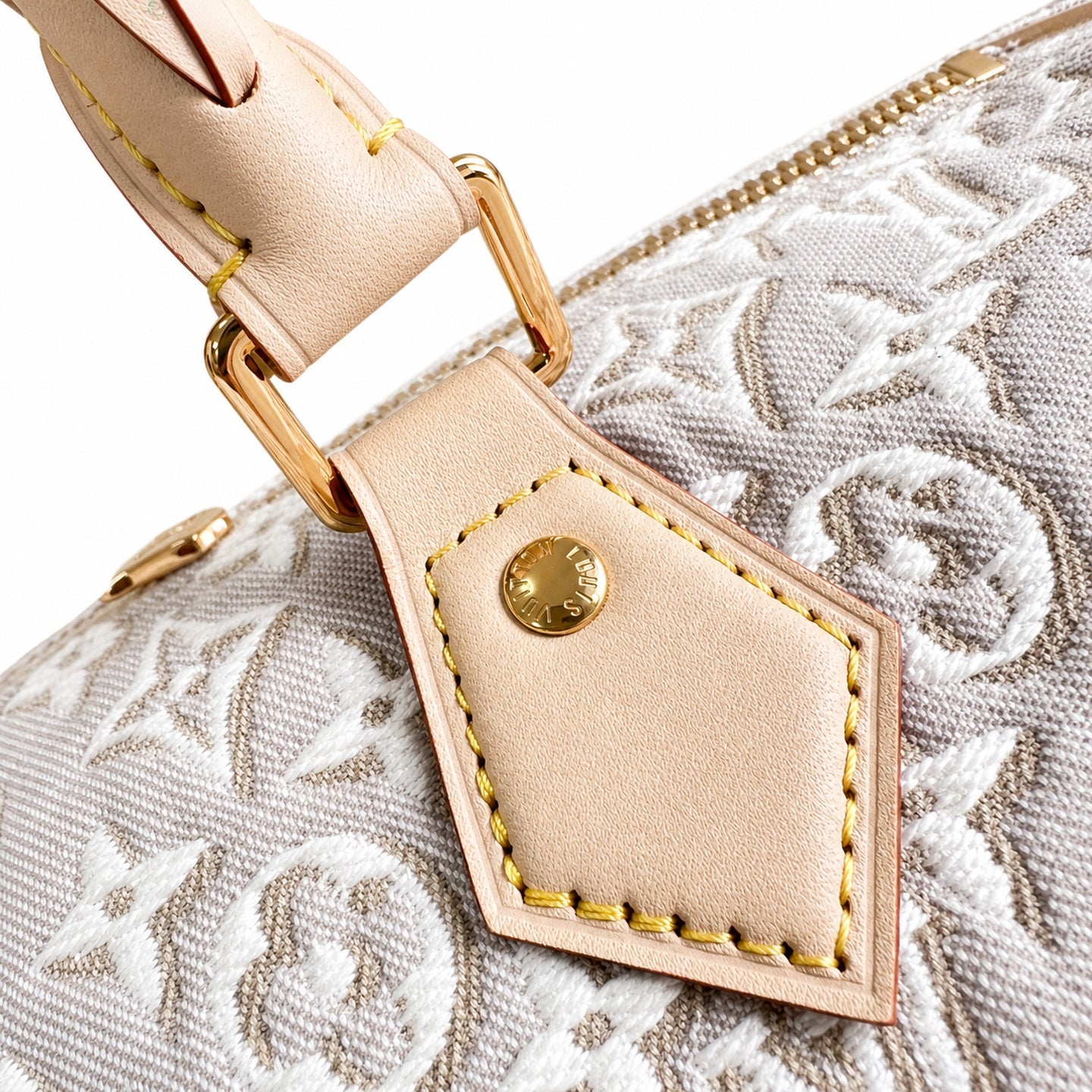 Louis Vuitton Speedy Embroidered Canvas Jacquard Leather Handbag