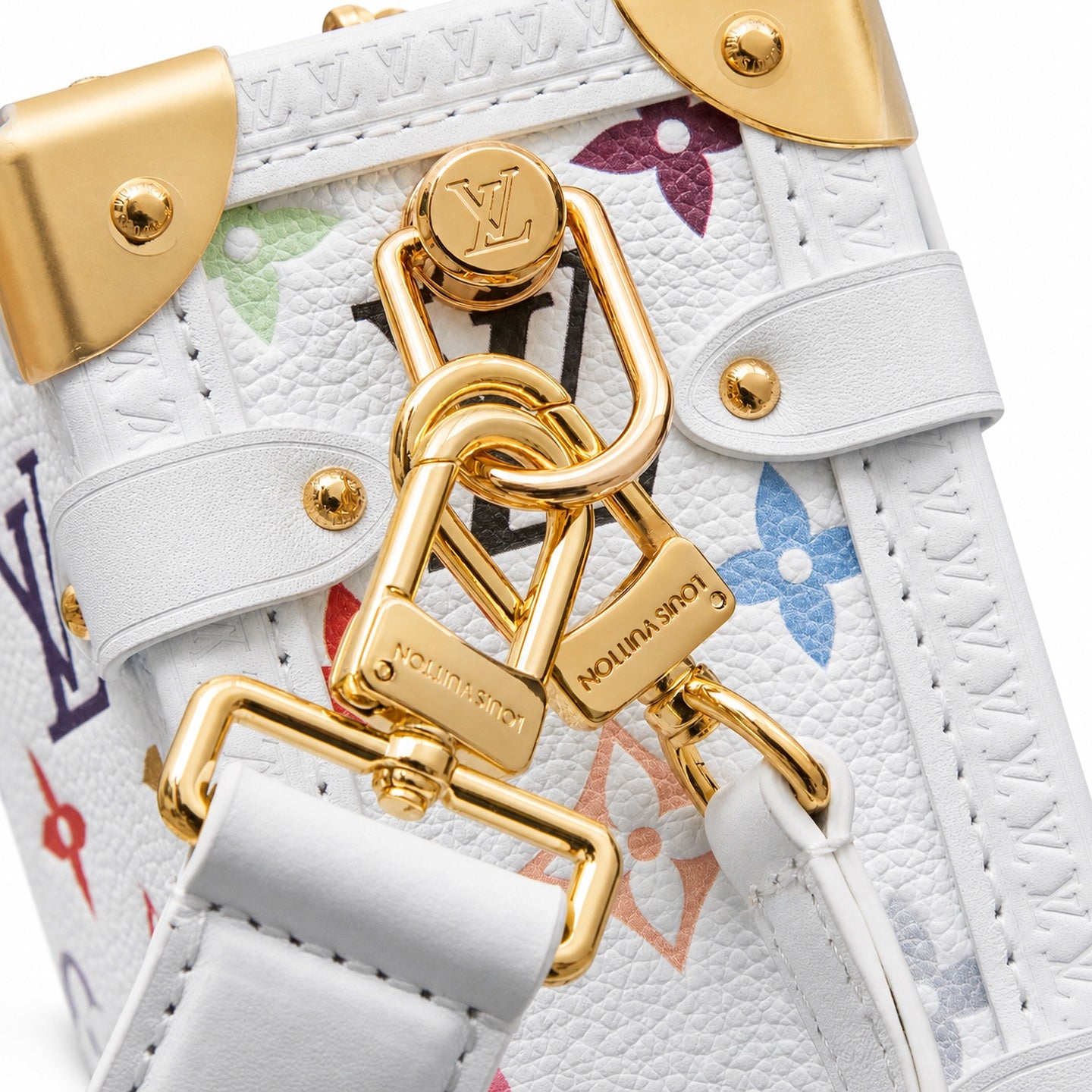 Louis Vuitton Side Trunk Medium Leather White Handbag