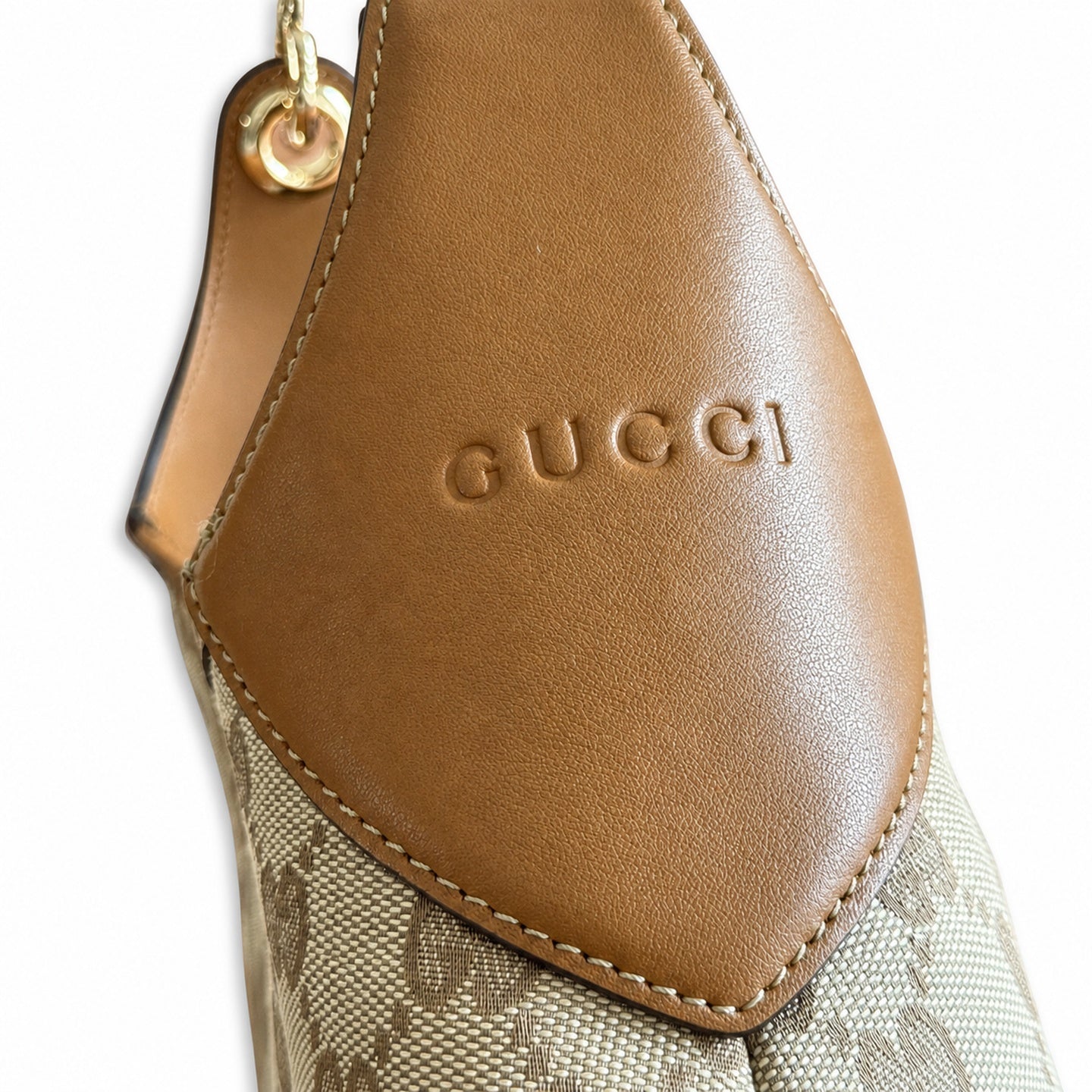 Gucci Suede Leather Brown Gold Bag