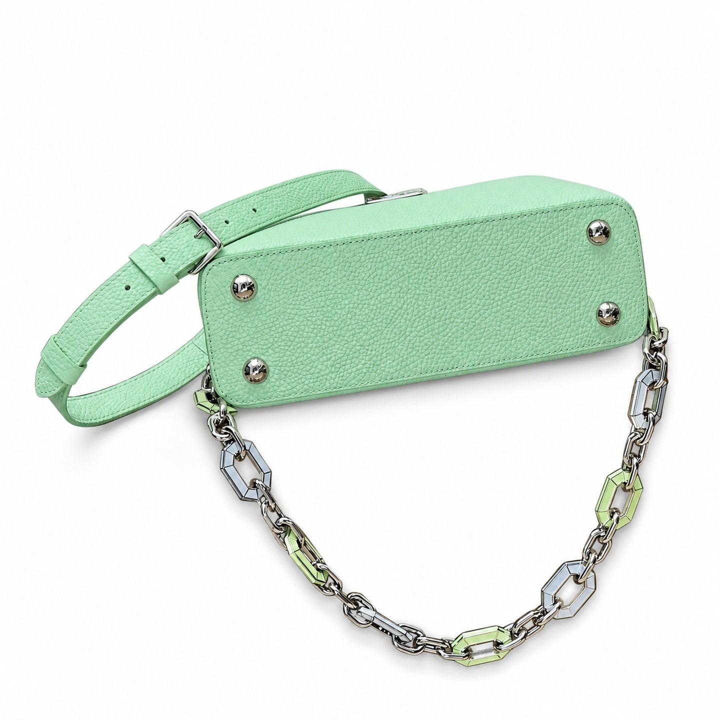 Louis Vuitton Capucines Small Leather Green Silver Handbag