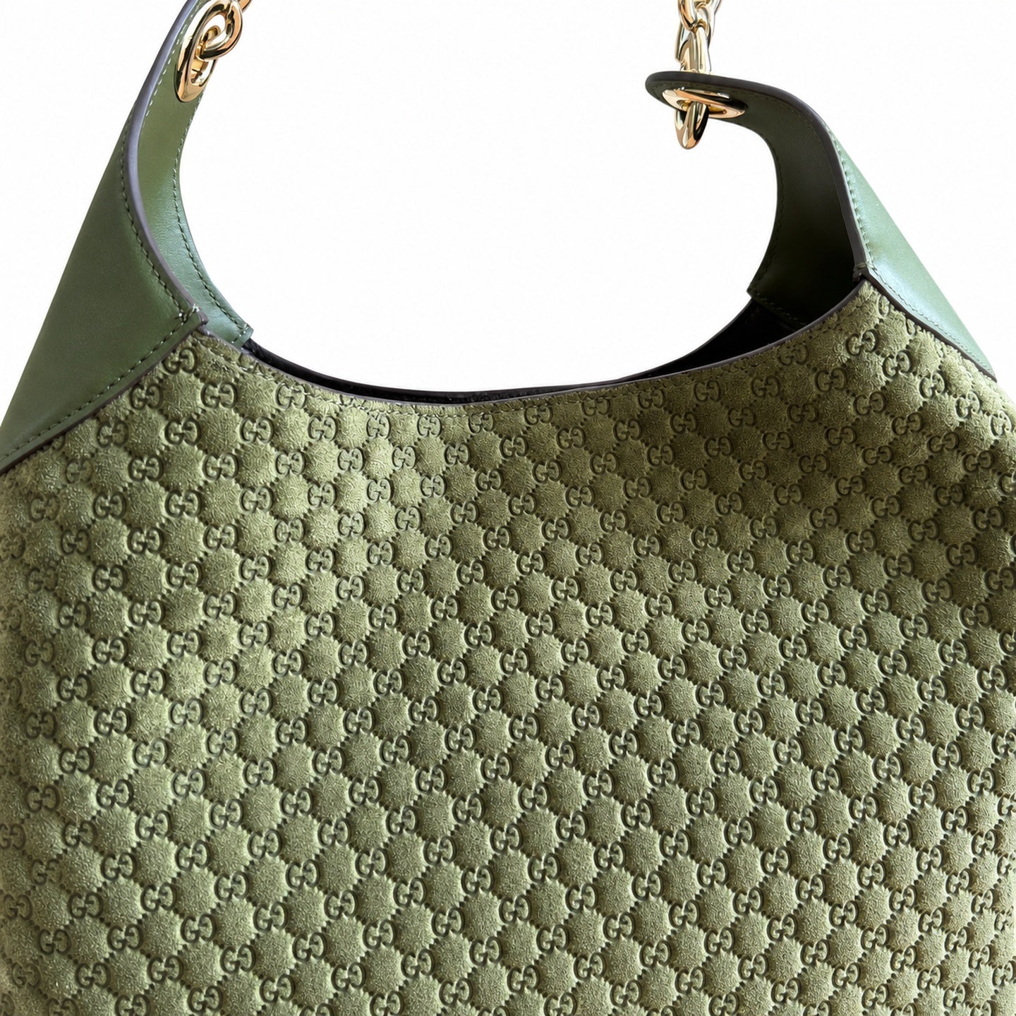 Gucci Suede Velvet Leather Brown Green Gold Bag