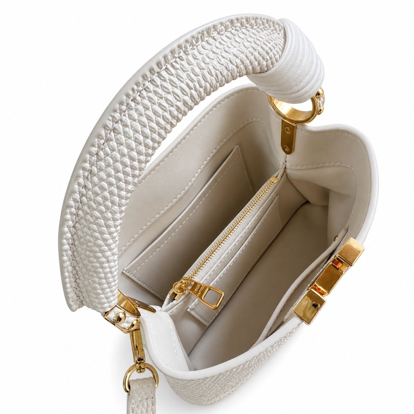 Louis Vuitton Capucines Mini Embroidered Leather White Handbag