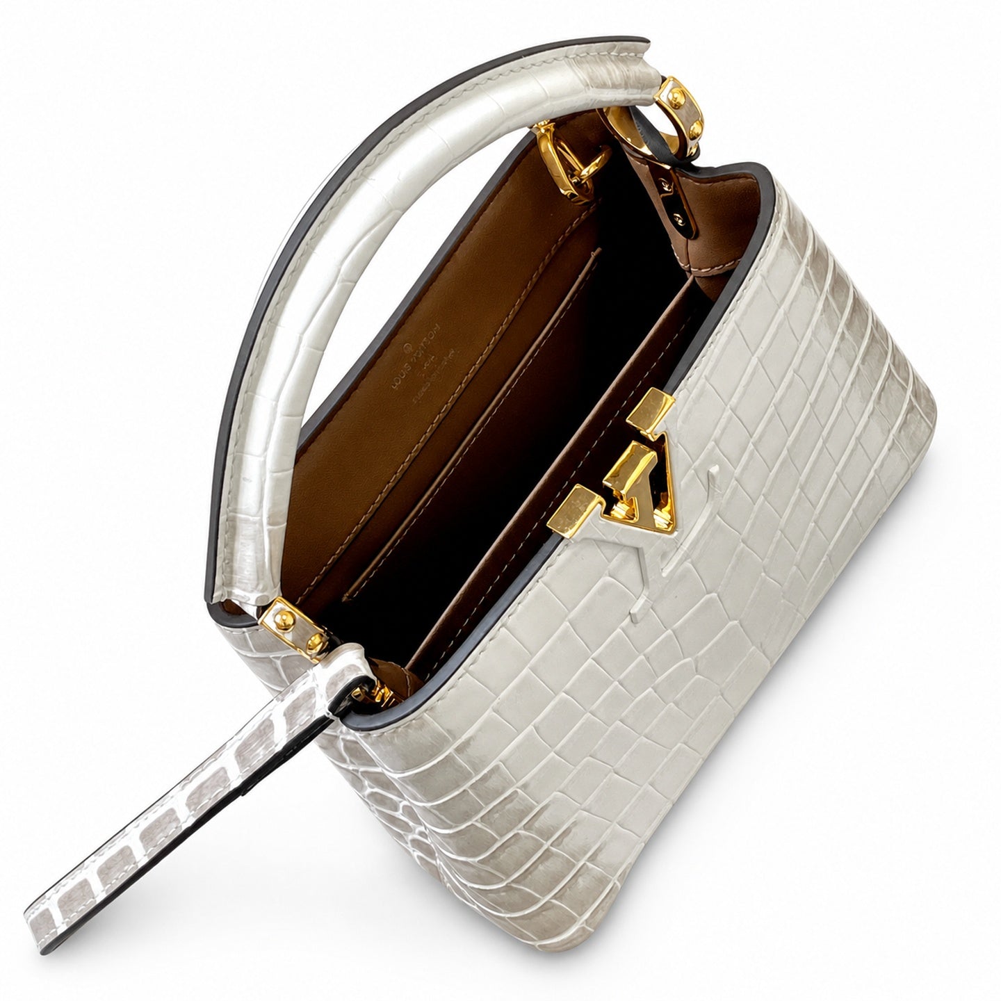 Louis Vuitton Capucines Mini Leather White Gold Handbag