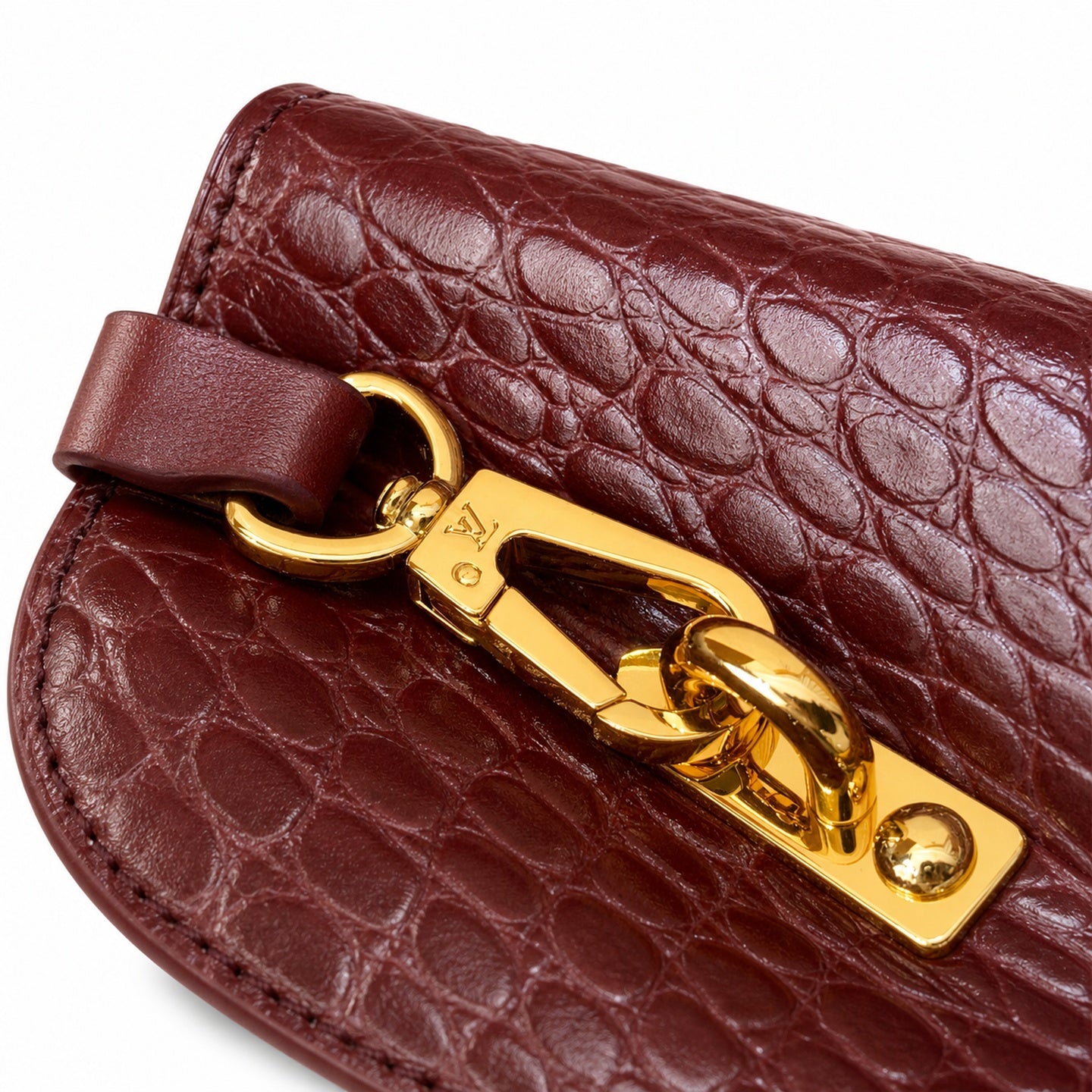 Louis Vuitton Capucines Mini Croc-Embossed Leather Burgundy Handbag