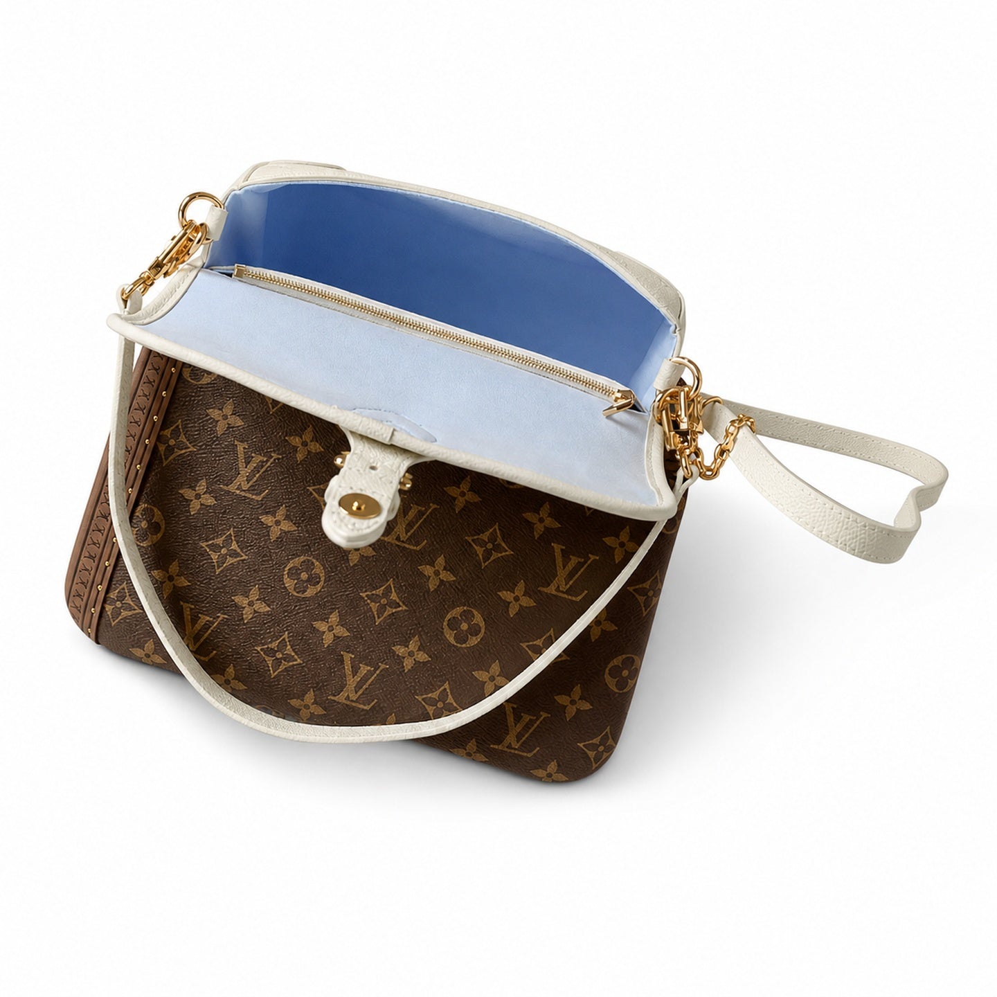 Louis Vuitton Diane Small Leather White Blue Gold Handbag
