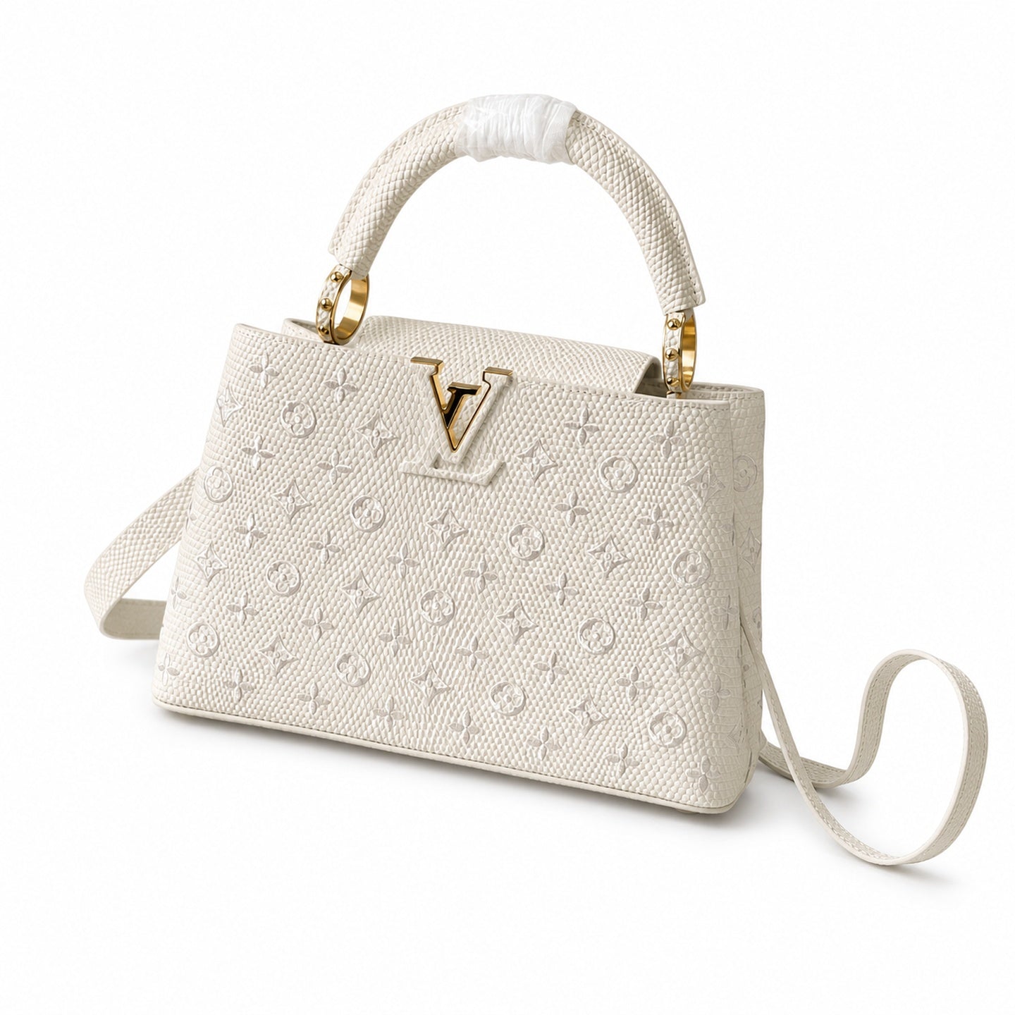 Louis Vuitton Capucines Embroidered Leather White Handbag