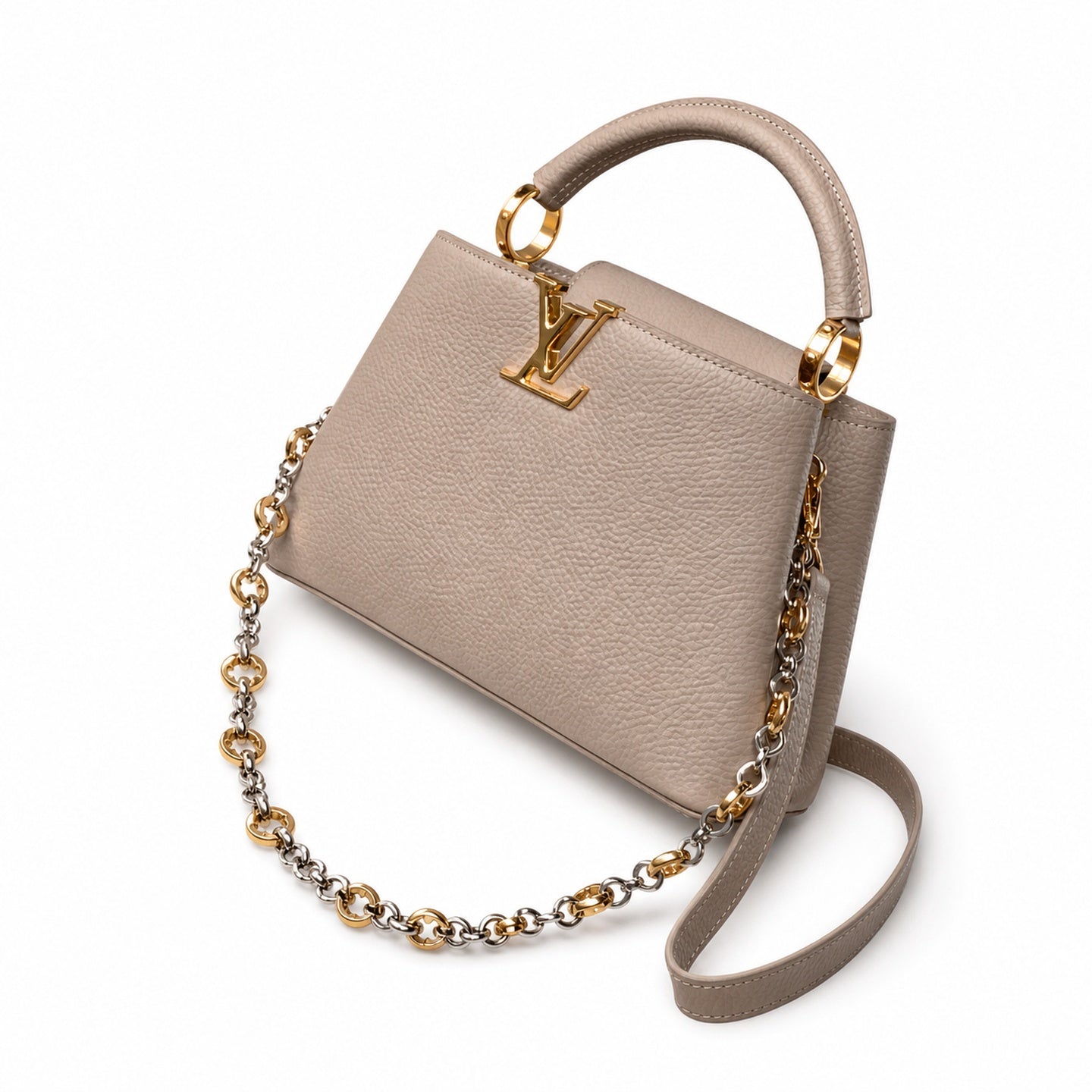 Louis Vuitton Capucines Small Leather Gray Handbag