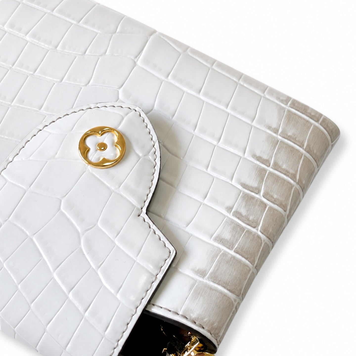 Louis Vuitton Capucines Mini Leather White Gold Handbag