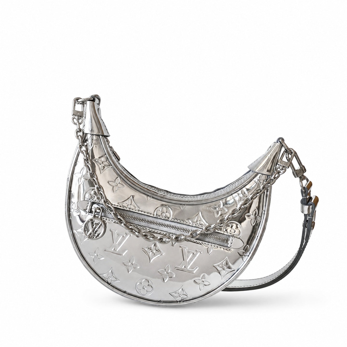 Louis Vuitton Loop Small Canvas Patent Leather Silver Handbag
