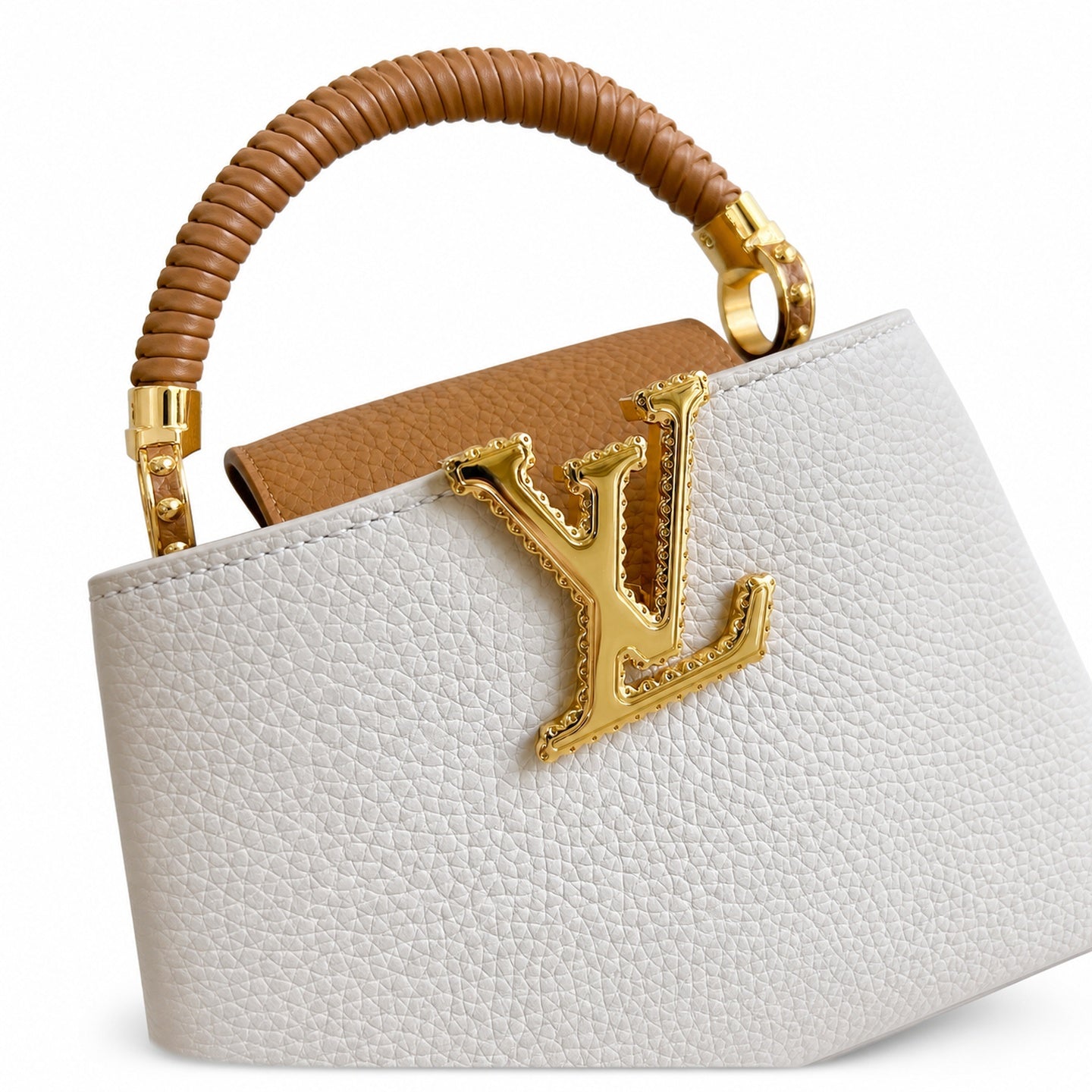 Louis Vuitton Capucines Mini Leather White Brown Handbag