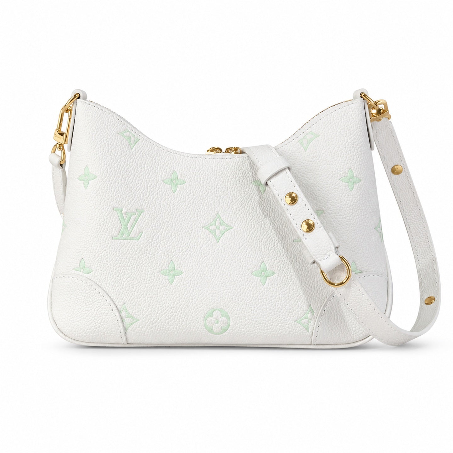 Louis Vuitton Boulogne Small Silk Jacquard Leather Green Gold Handbag