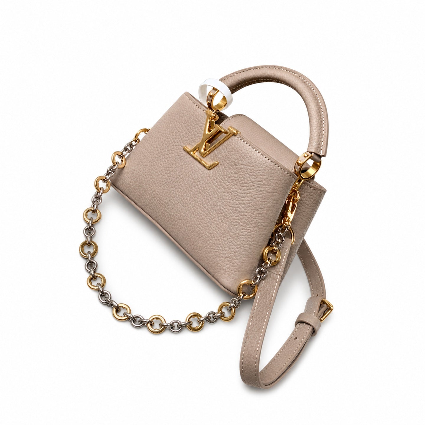 Louis Vuitton Capucines Mini Leather Gray Handbag