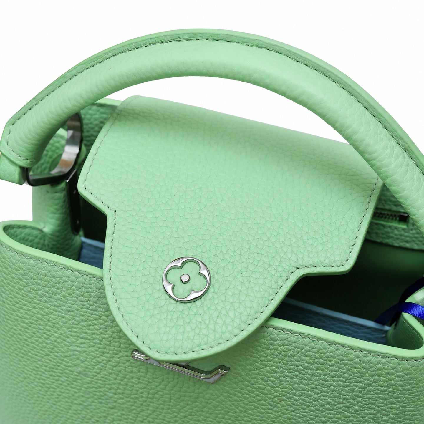 Louis Vuitton Capucines Small Leather Green Silver Handbag