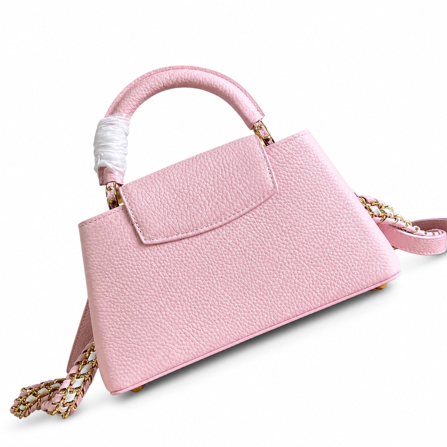 Louis Vuitton Capucines Small Knit Leather Pink Handbag